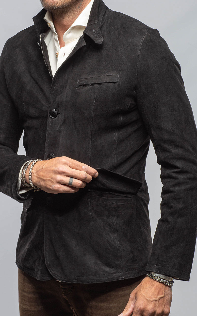 Polo Sartorial Suede Jacket In Black