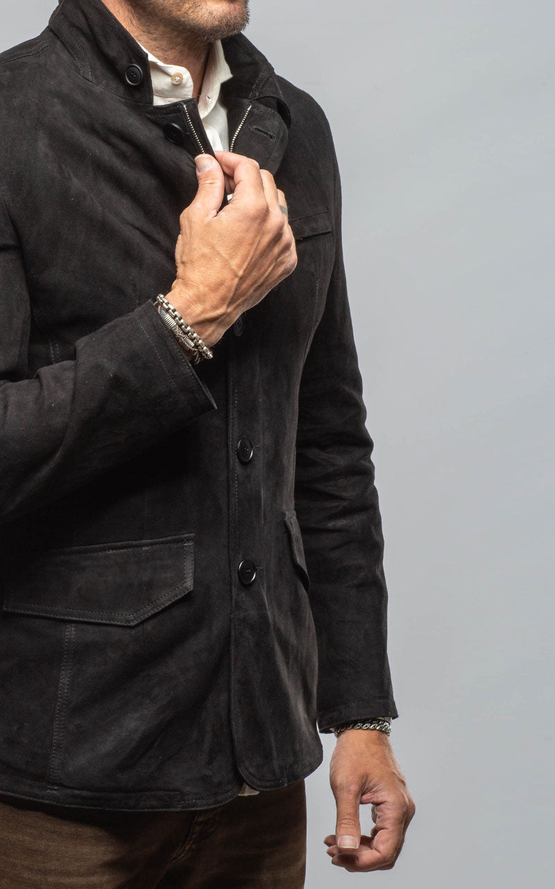 Polo Sartorial Suede Jacket In Black