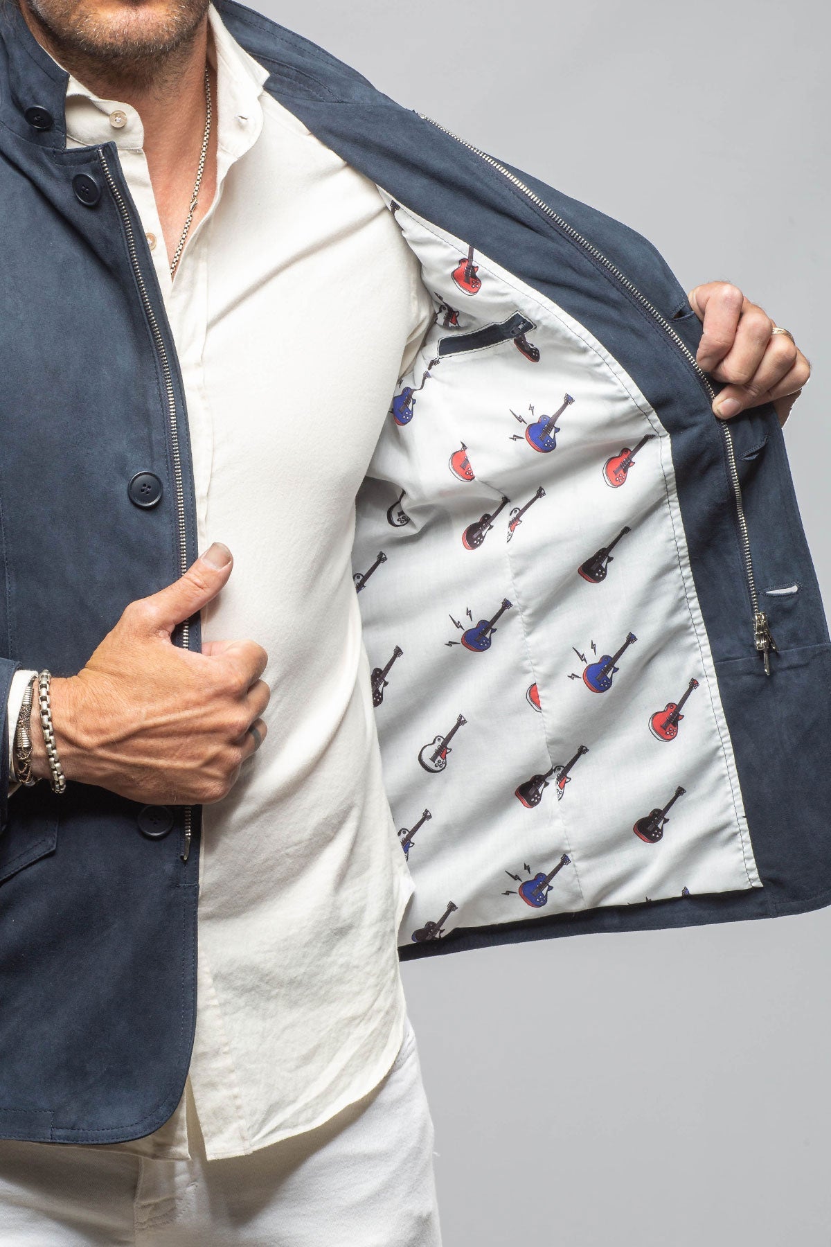 Polo Sartorial Suede Jacket In Navy