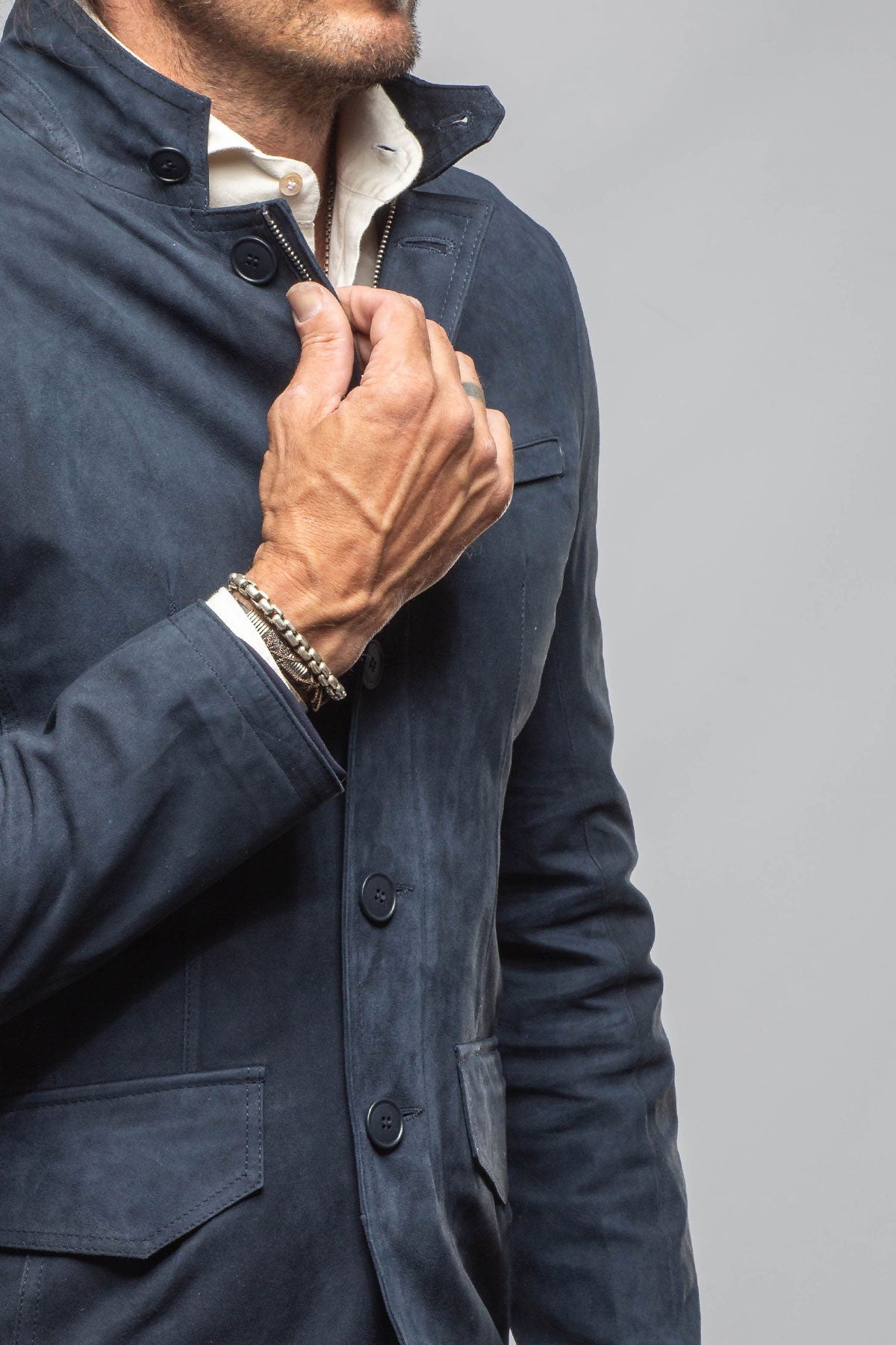 Polo Sartorial Suede Jacket In Navy