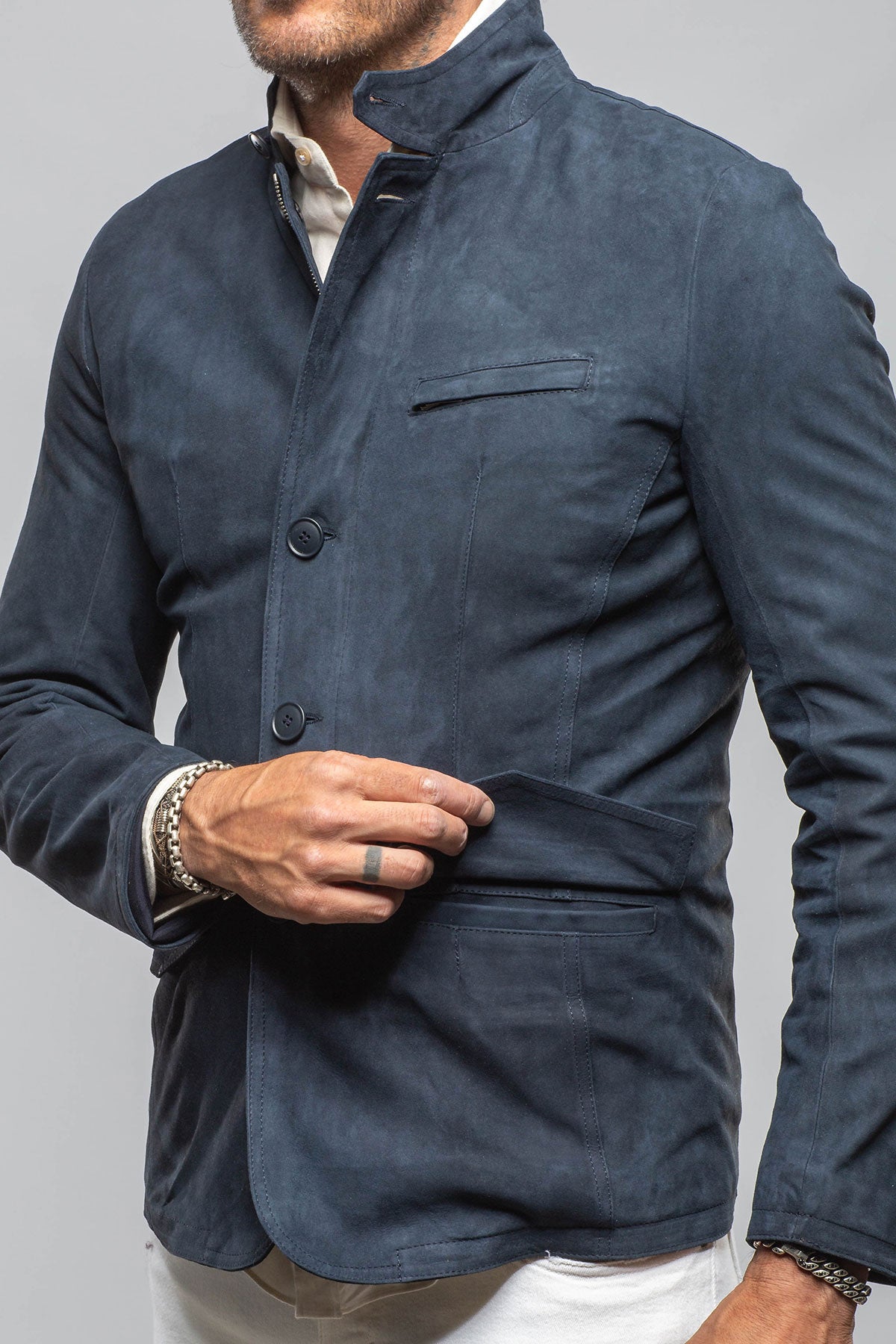 Polo Sartorial Suede Jacket In Navy