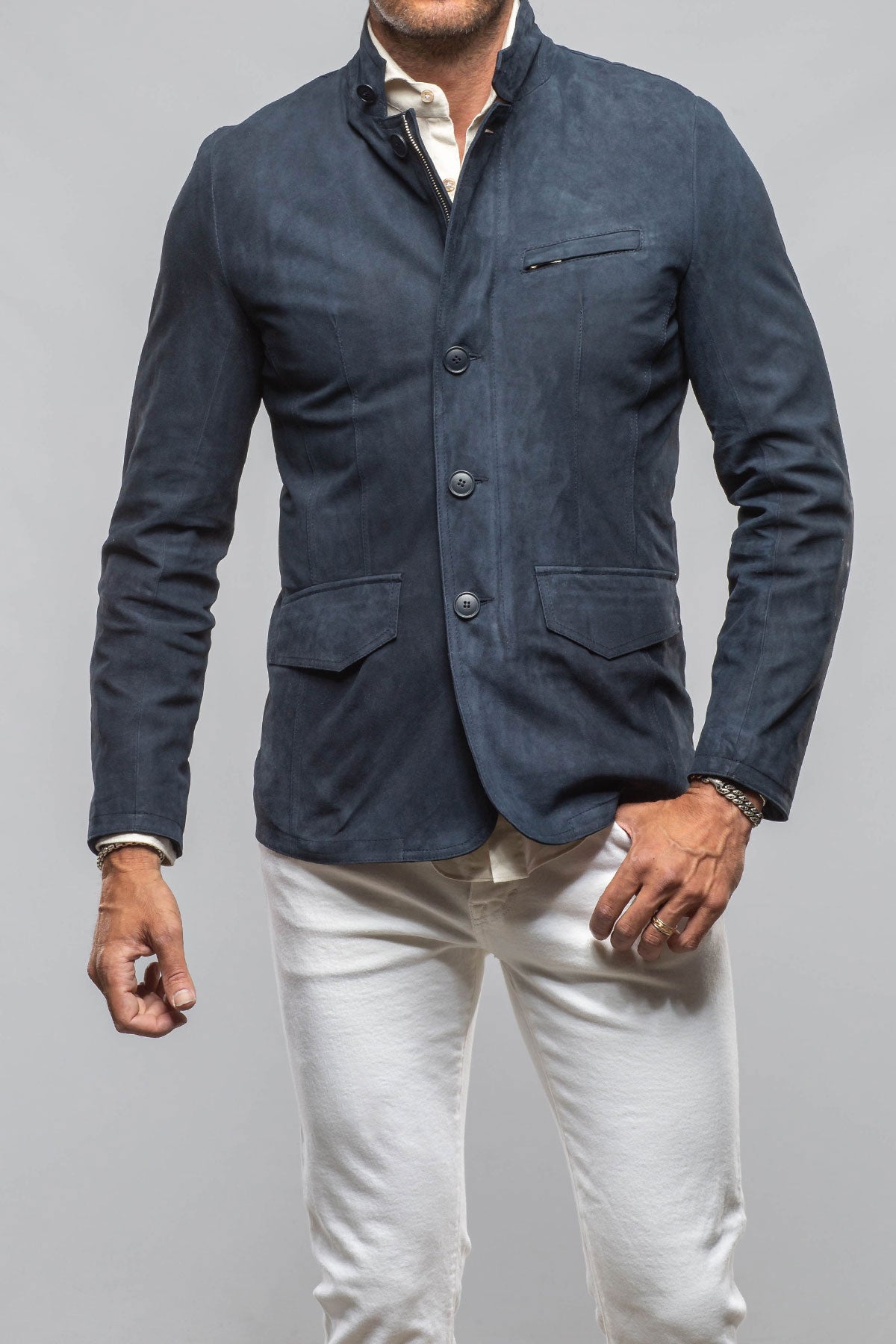 Polo Sartorial Suede Jacket In Navy