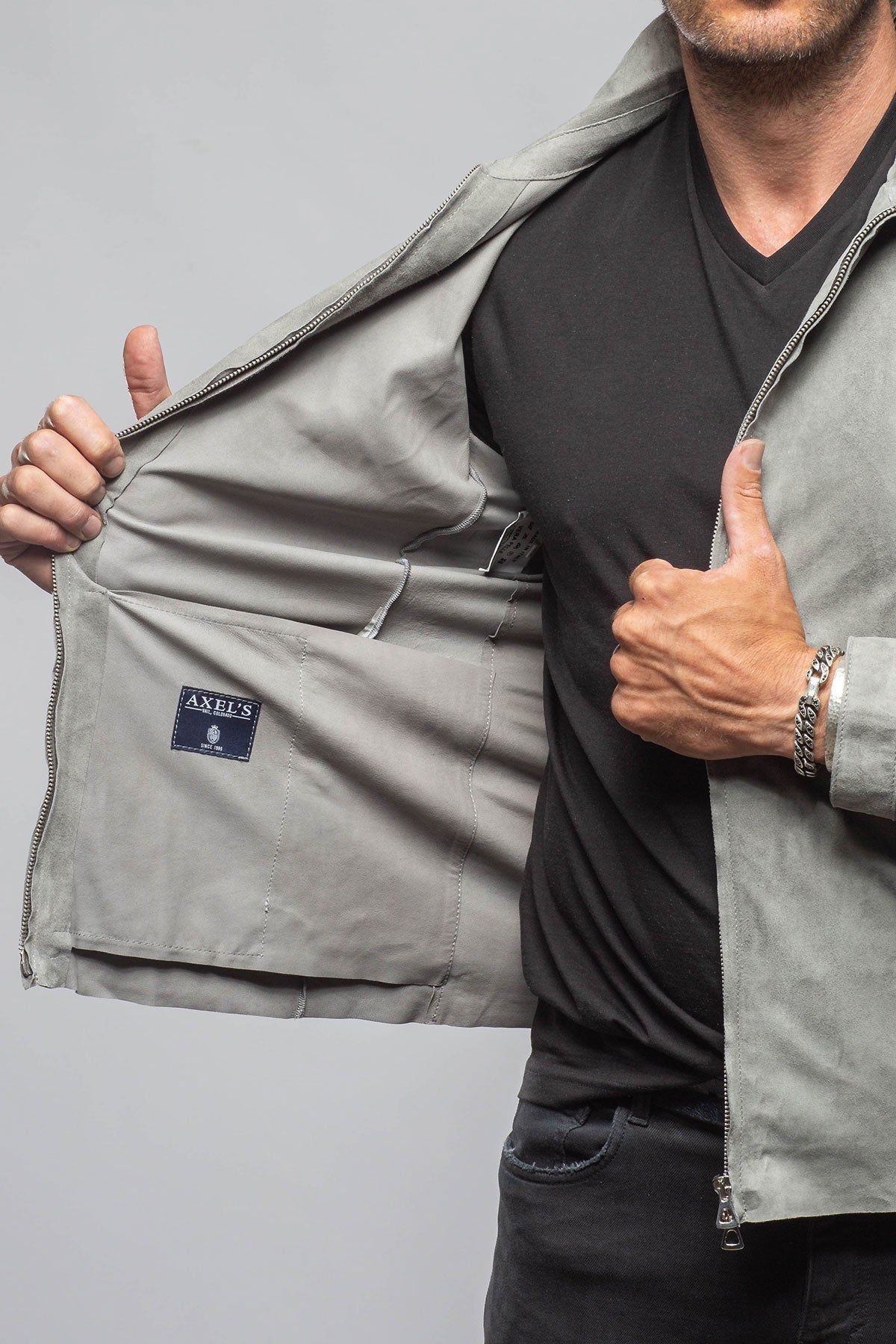 The Don II Suede Zip Jacket In Grey