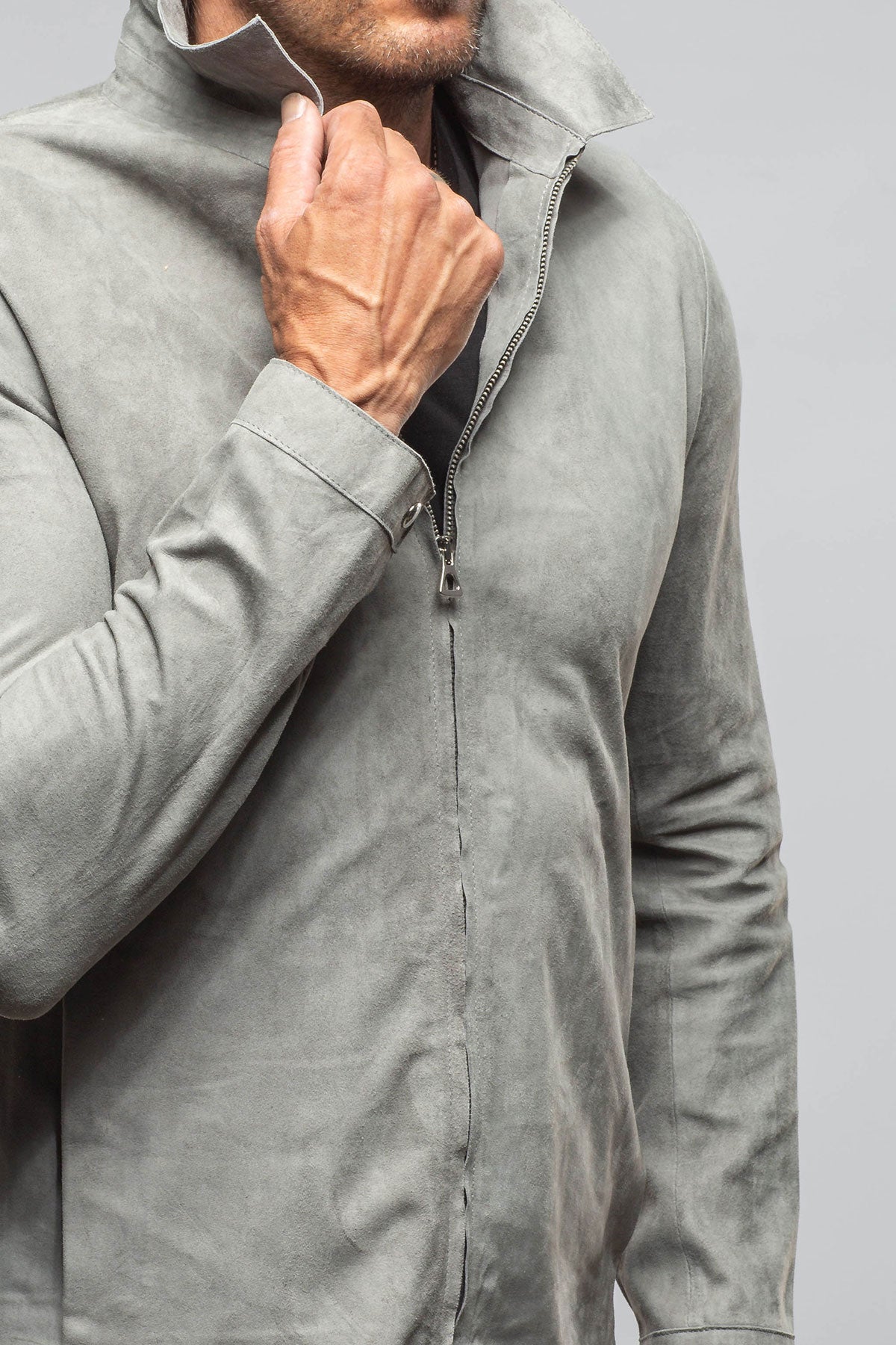 The Don II Suede Zip Jacket In Grey
