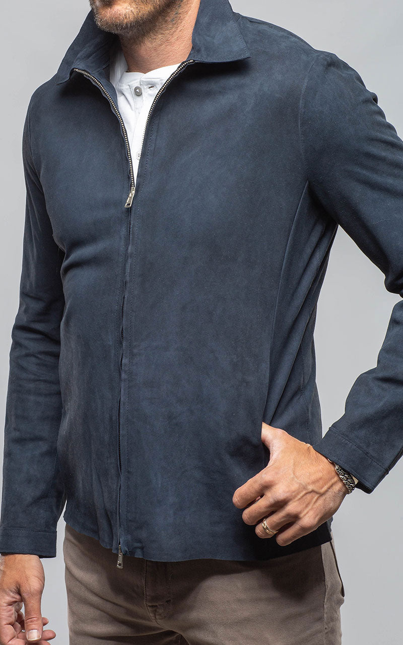 The Don II Suede Zip Jacket In Navy