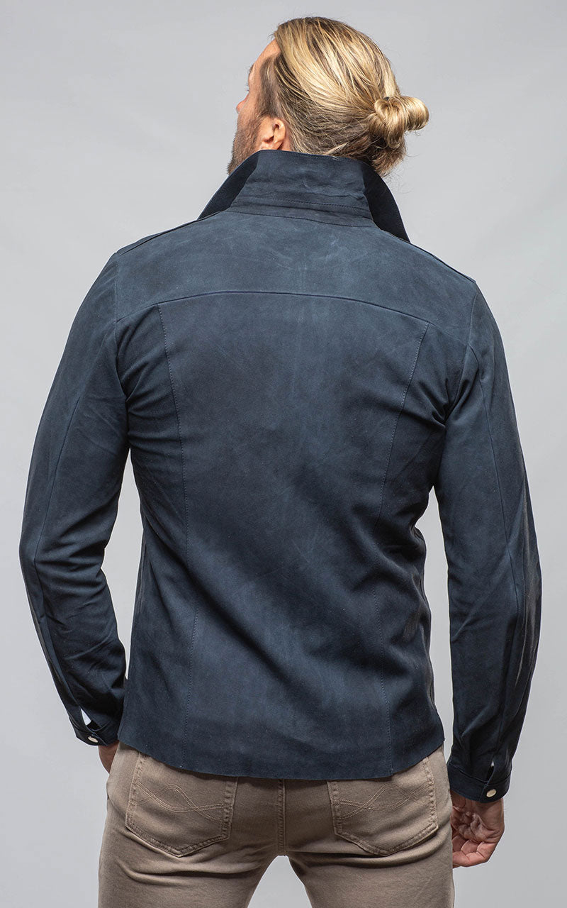 The Don II Suede Zip Jacket In Navy