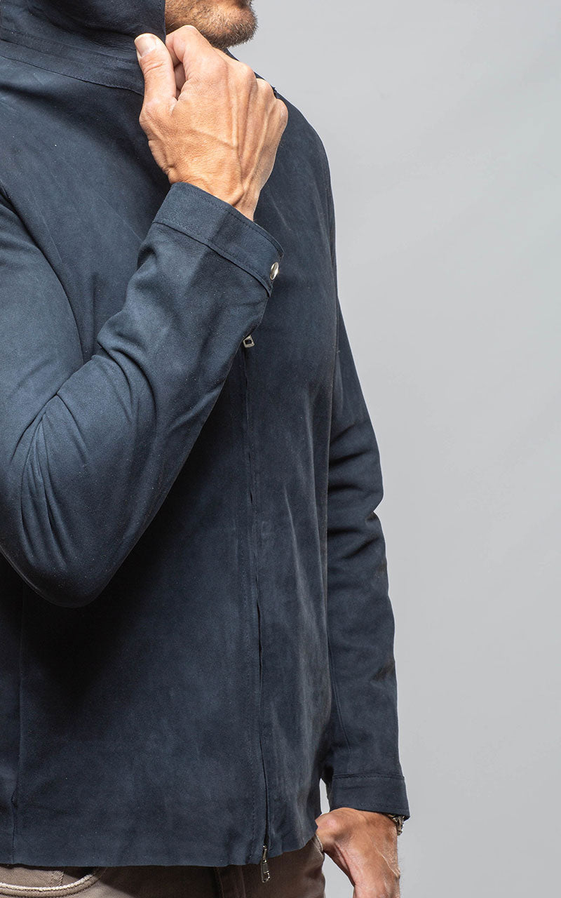 The Don II Suede Zip Jacket In Navy