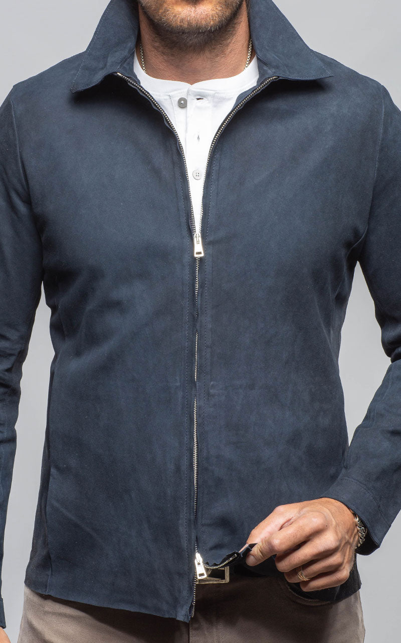The Don II Suede Zip Jacket In Navy