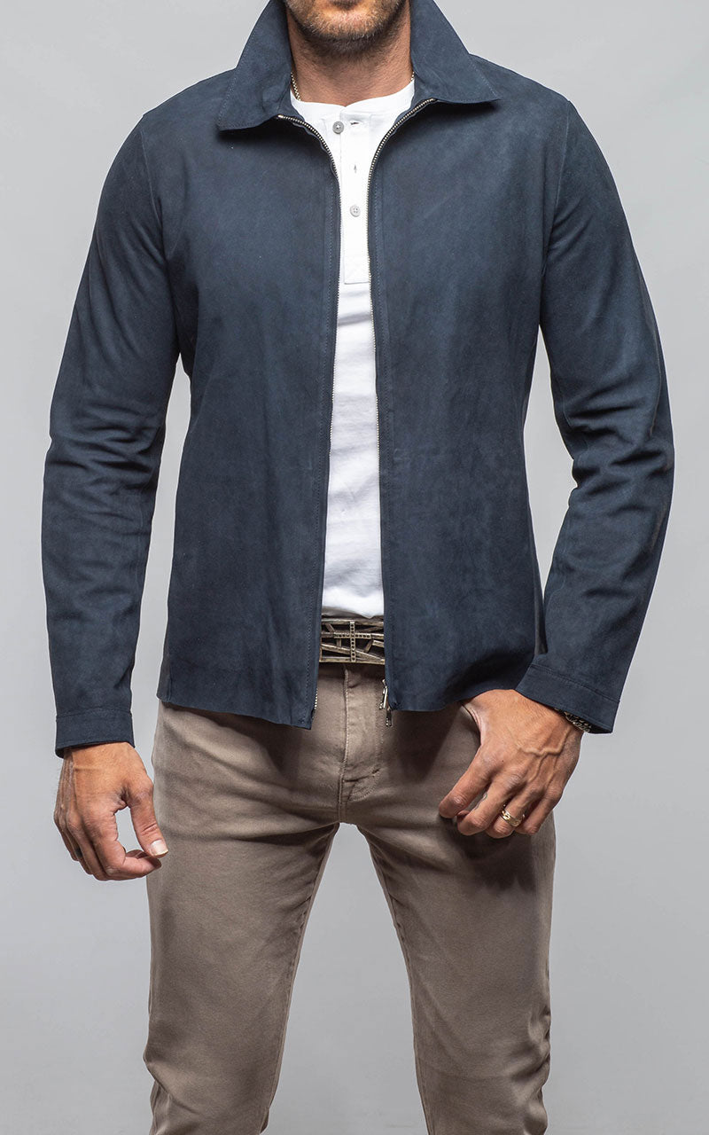 The Don II Suede Zip Jacket In Navy