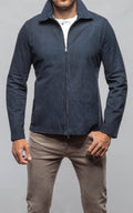 The Don II Suede Zip Jacket In Navy