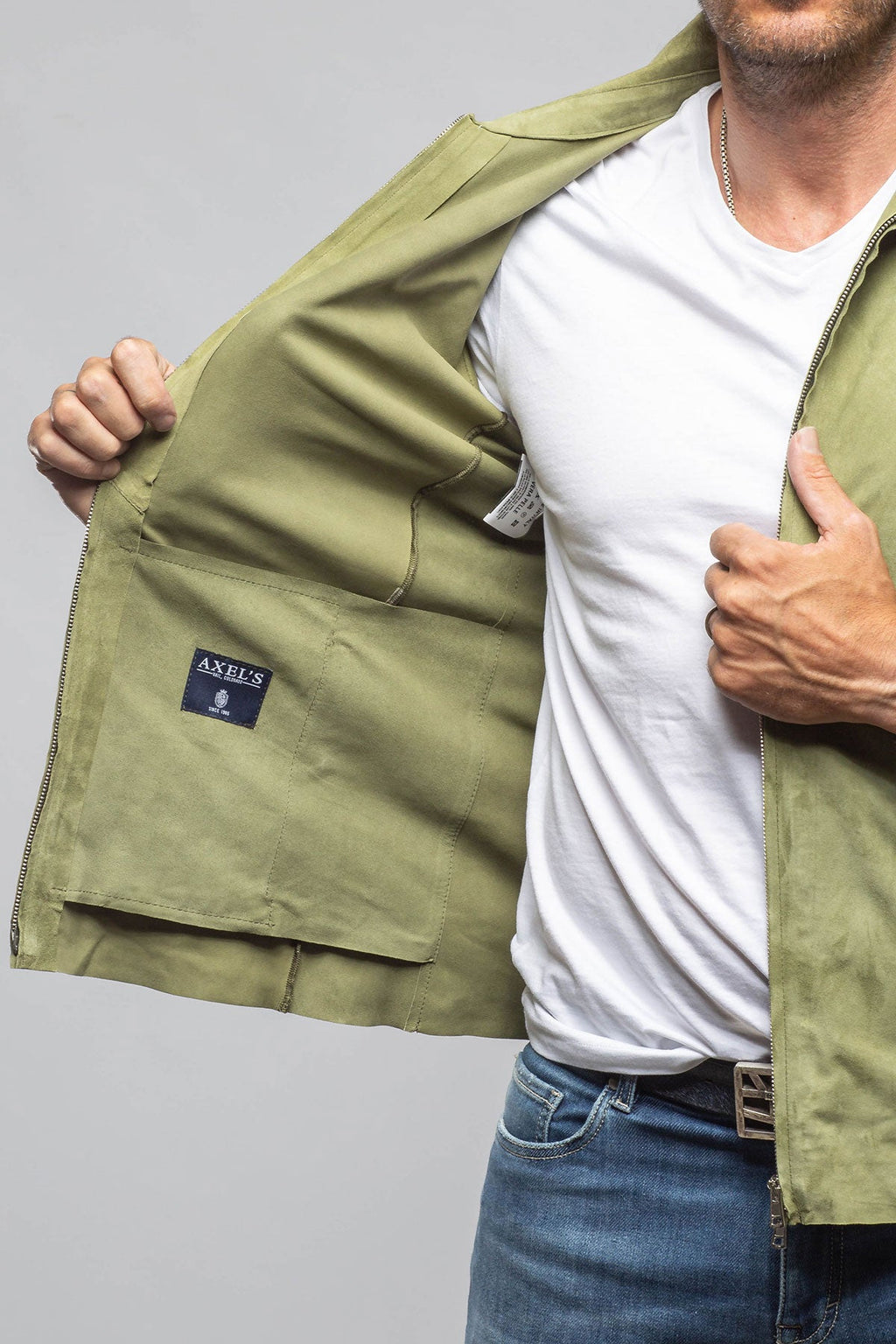 The Don II Suede Zip Jacket In Salvia