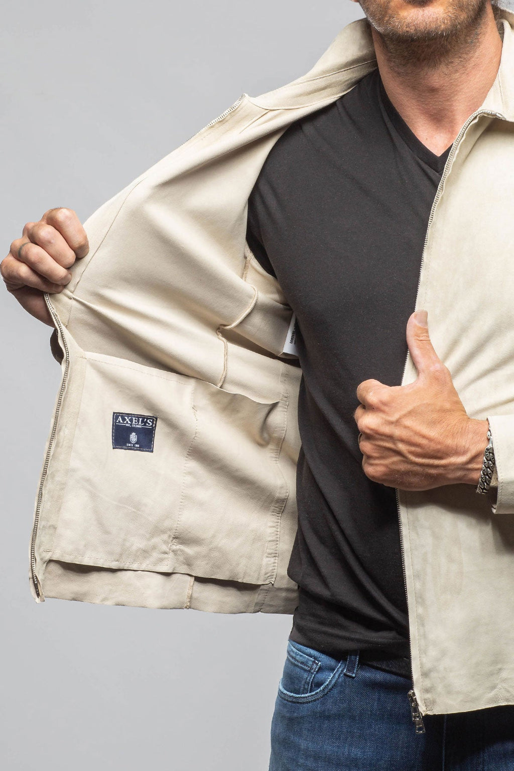 The Don II Suede Zip Jacket In Taupe