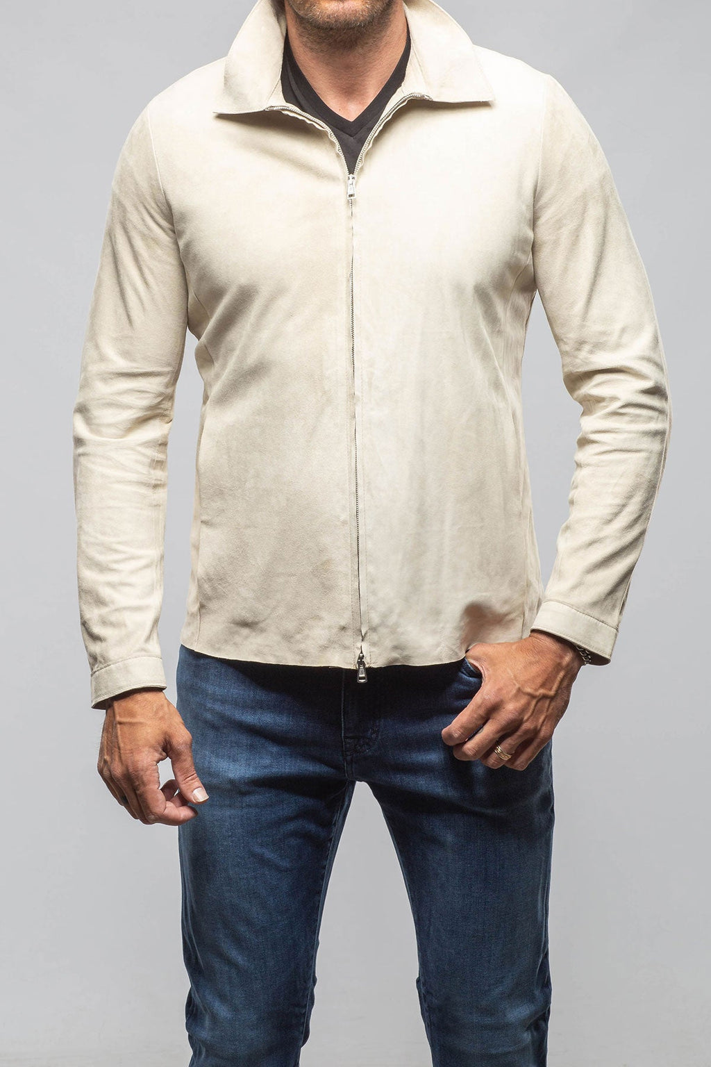 The Don II Suede Zip Jacket In Taupe