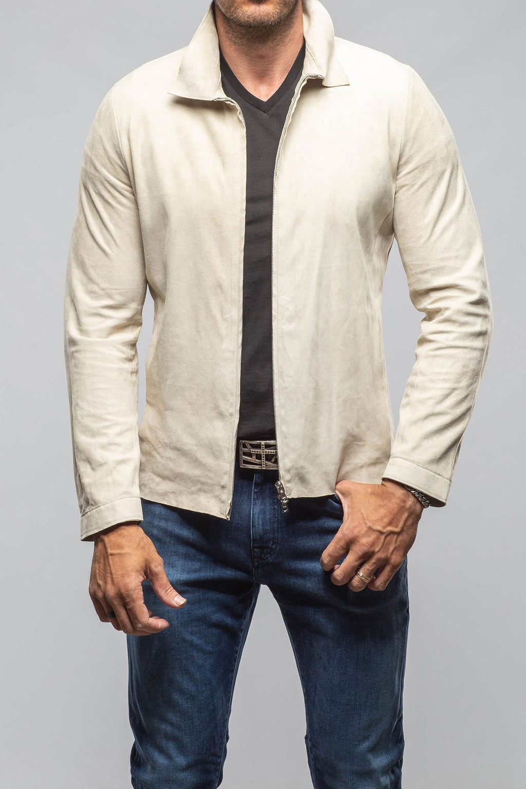 The Don II Suede Zip Jacket In Taupe