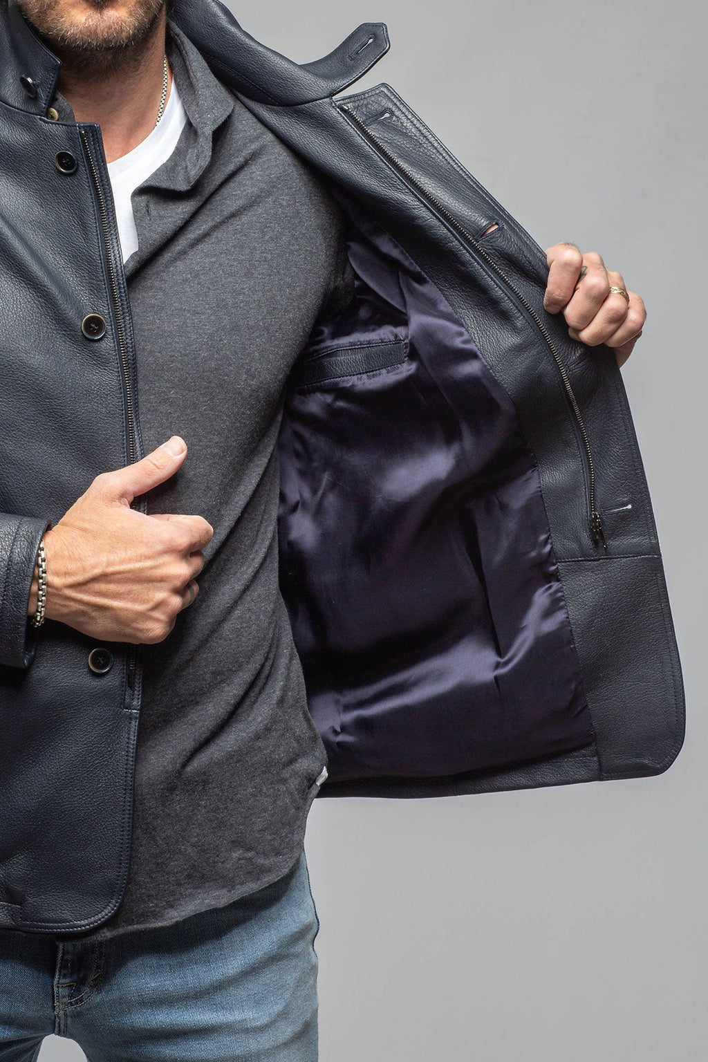 Venice Deerskin Jacket In Blue