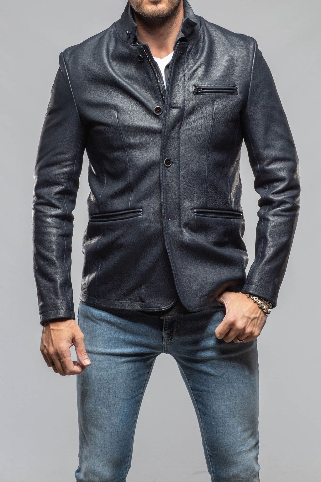 Venice Deerskin Jacket In Blue