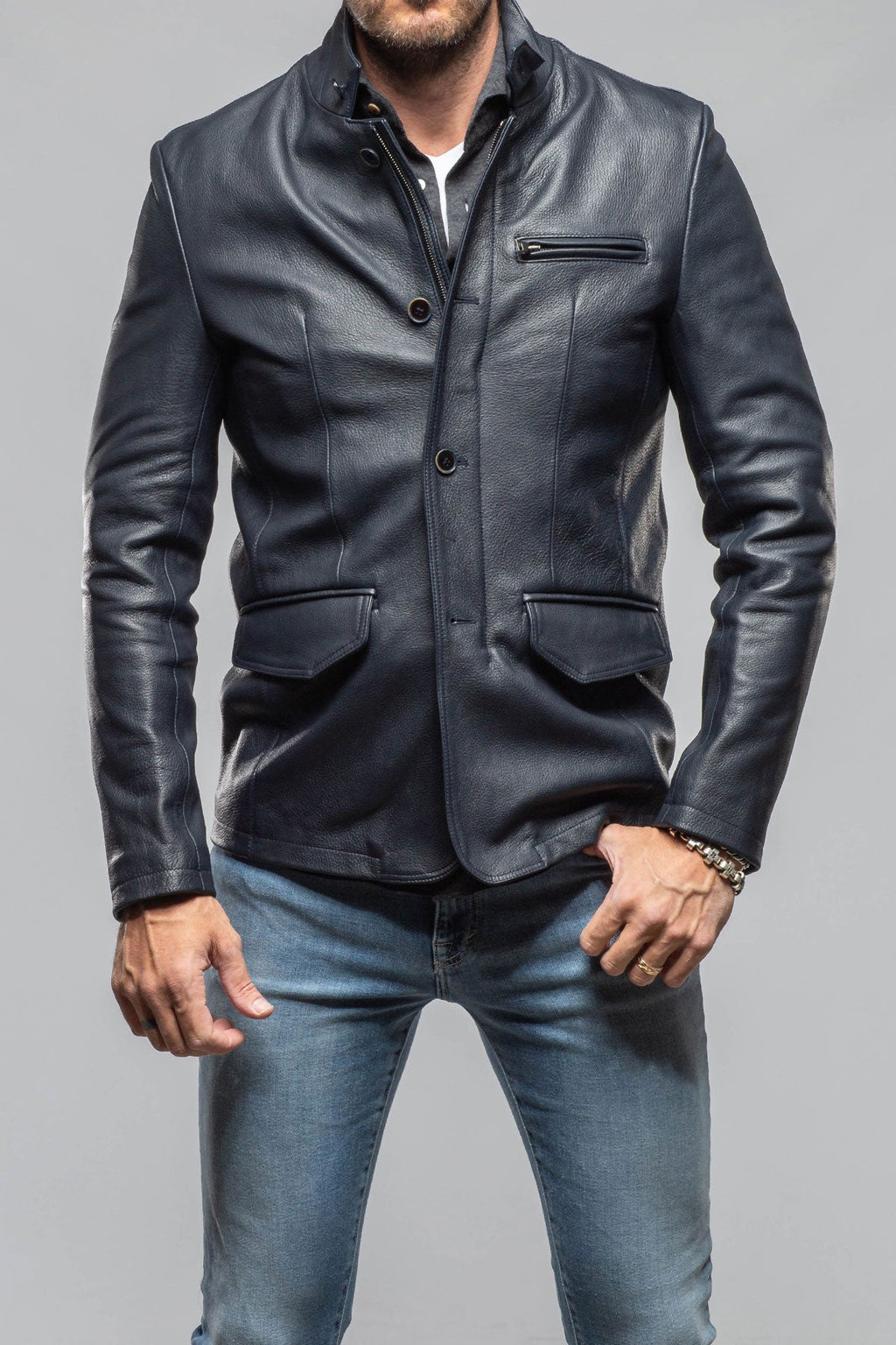 Venice Deerskin Jacket In Blue