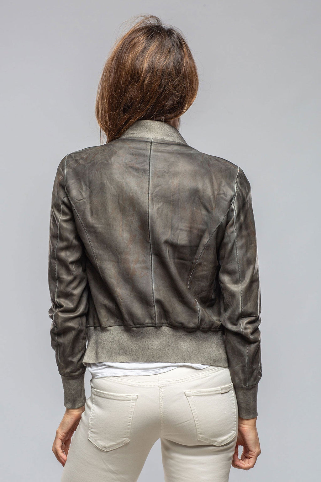 Mila Lightweight Leather Jacket In Storm