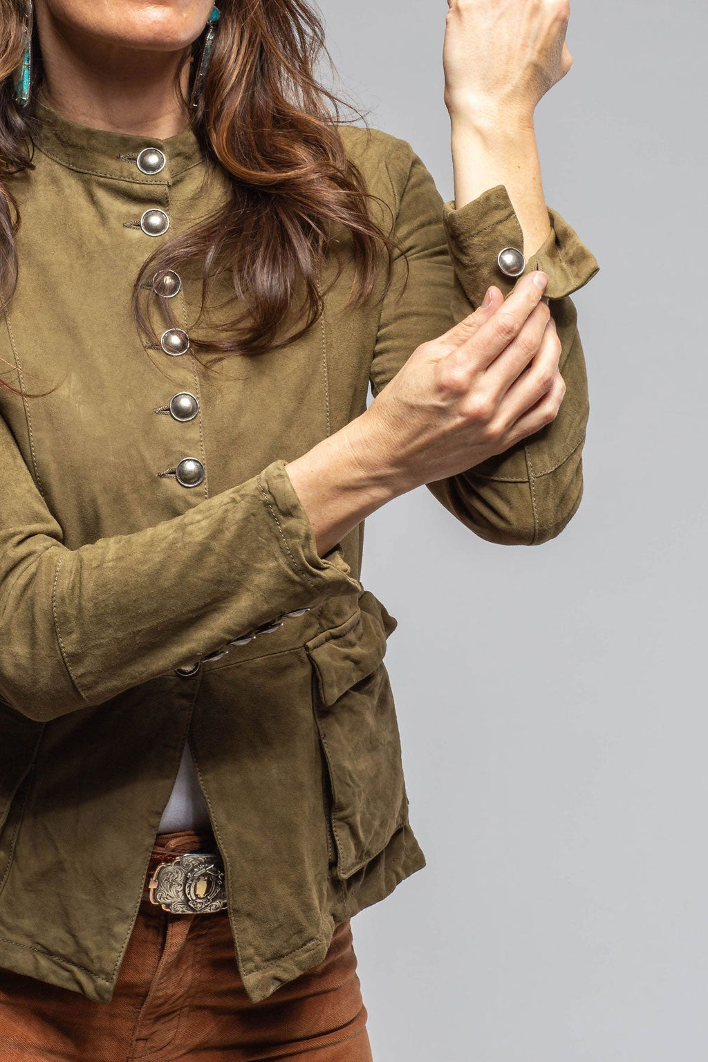Scarlet Washed Suede Shirt In Sage