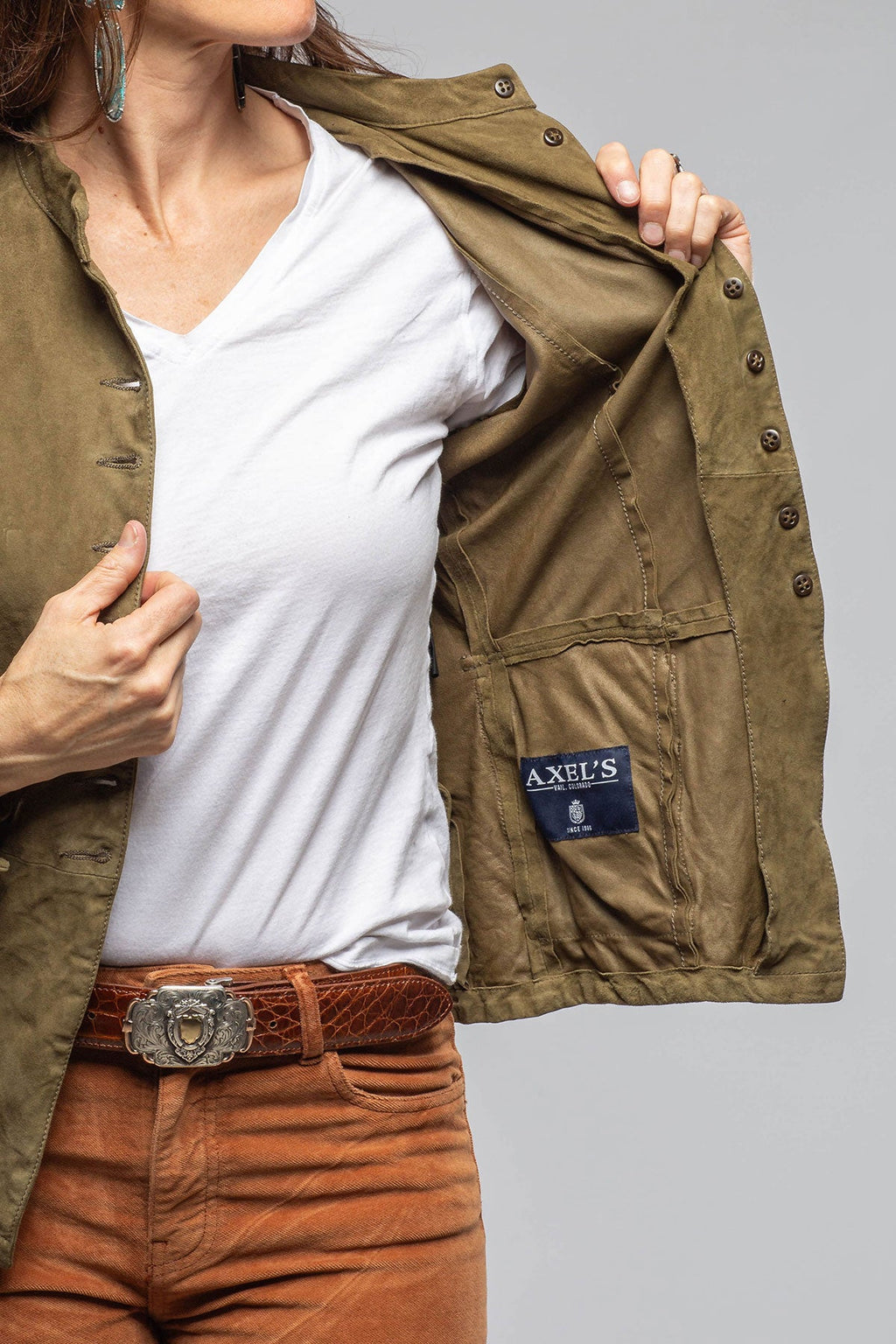 Scarlet Washed Suede Shirt In Sage