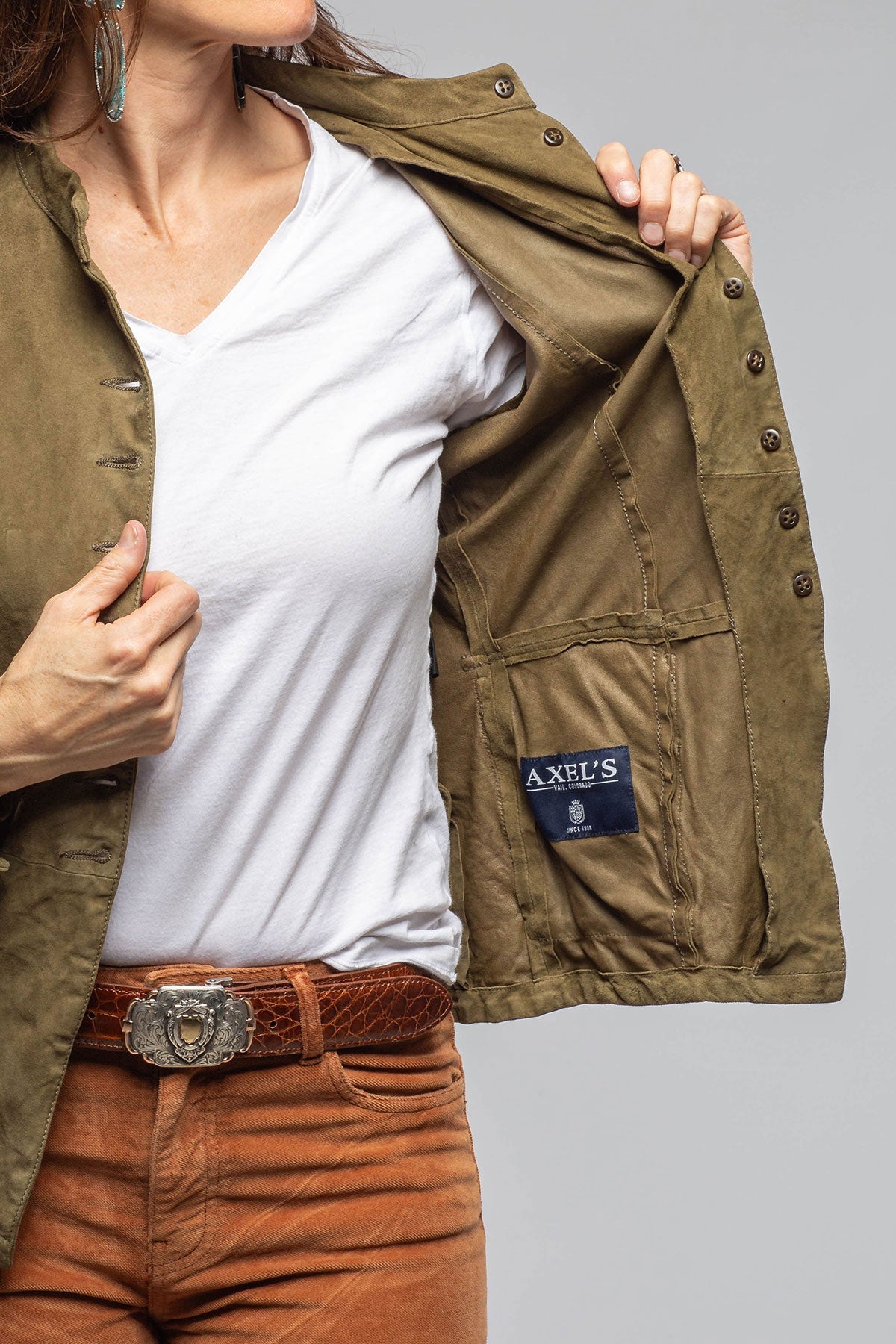 Scarlet Washed Suede Shirt In Sage