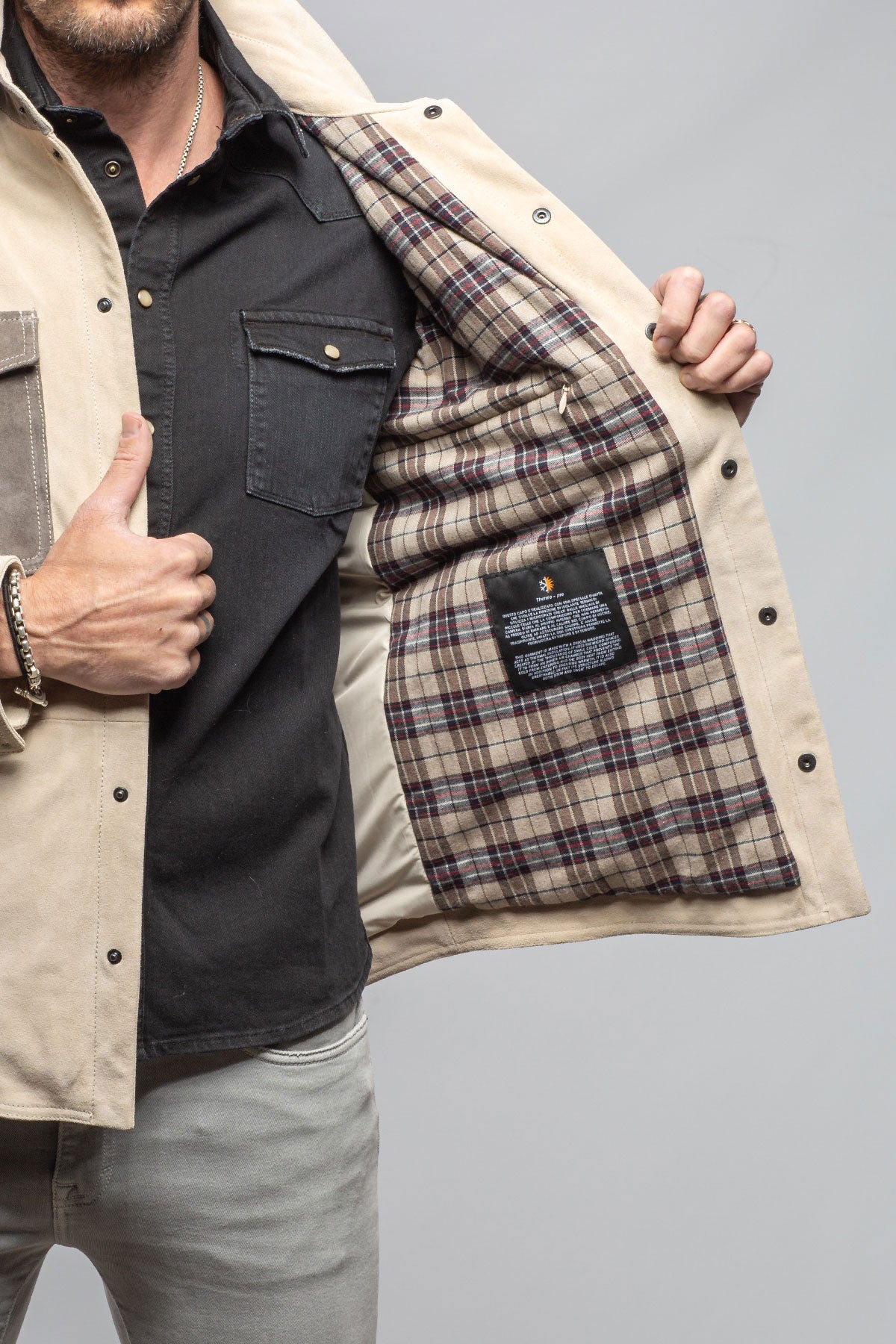 Aimone Colorblock Suede Shirt Jacket