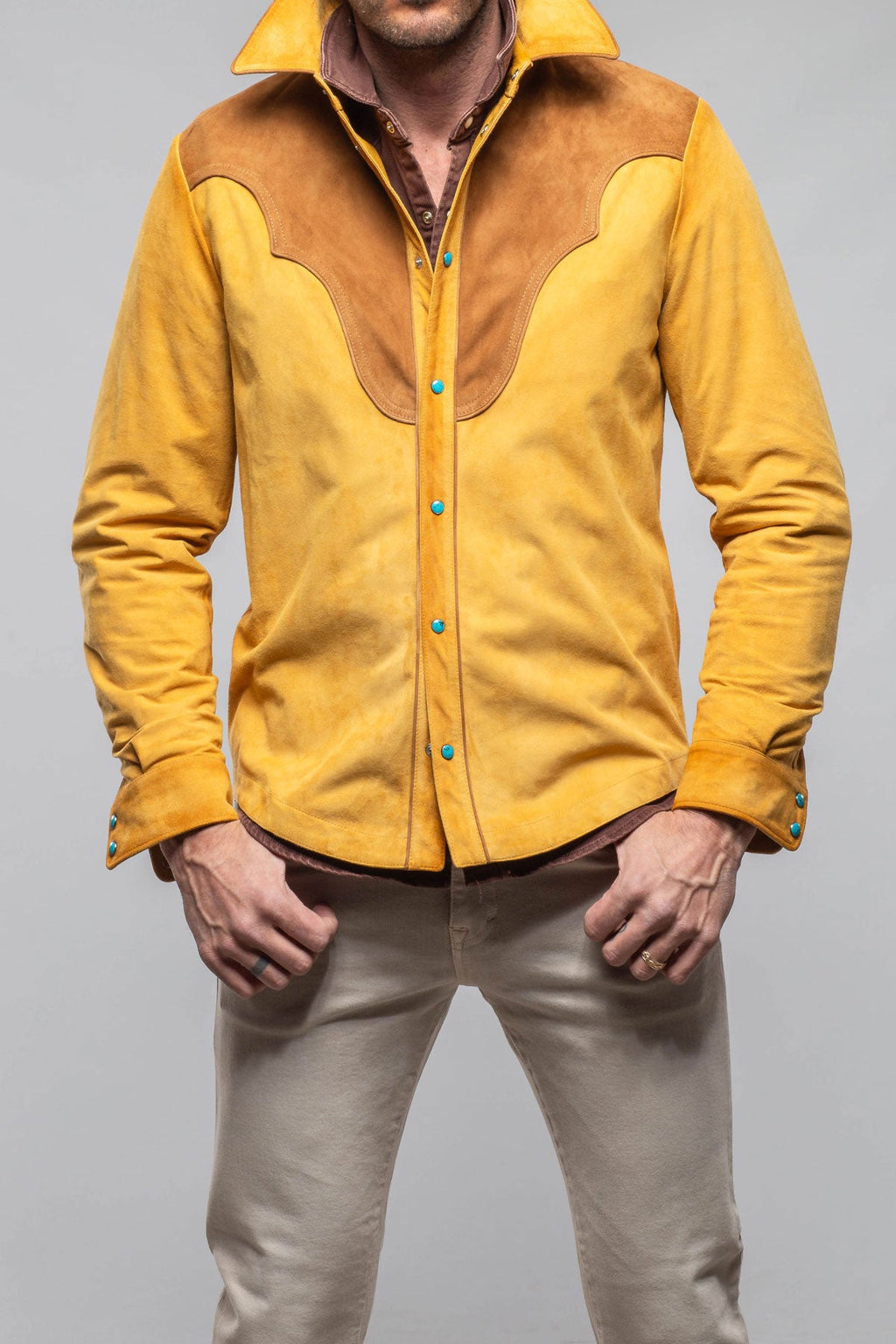 Corzo Western Suede Overshirt In Yellow
