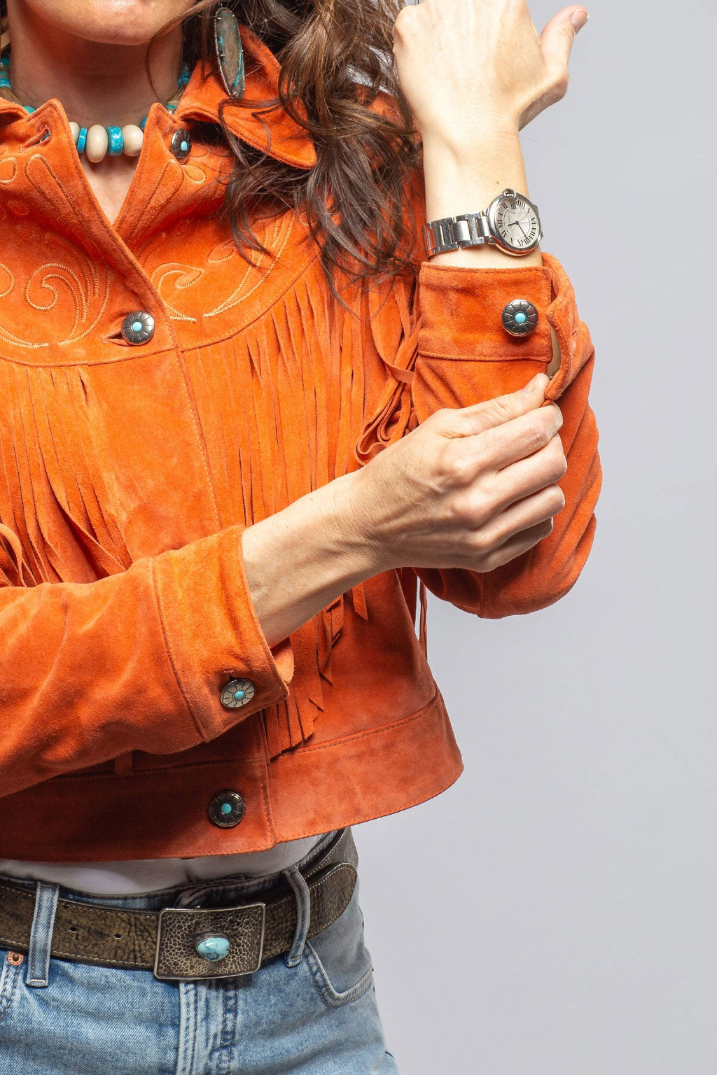 Ruby Embroidered Fringe Jacket In Poppy