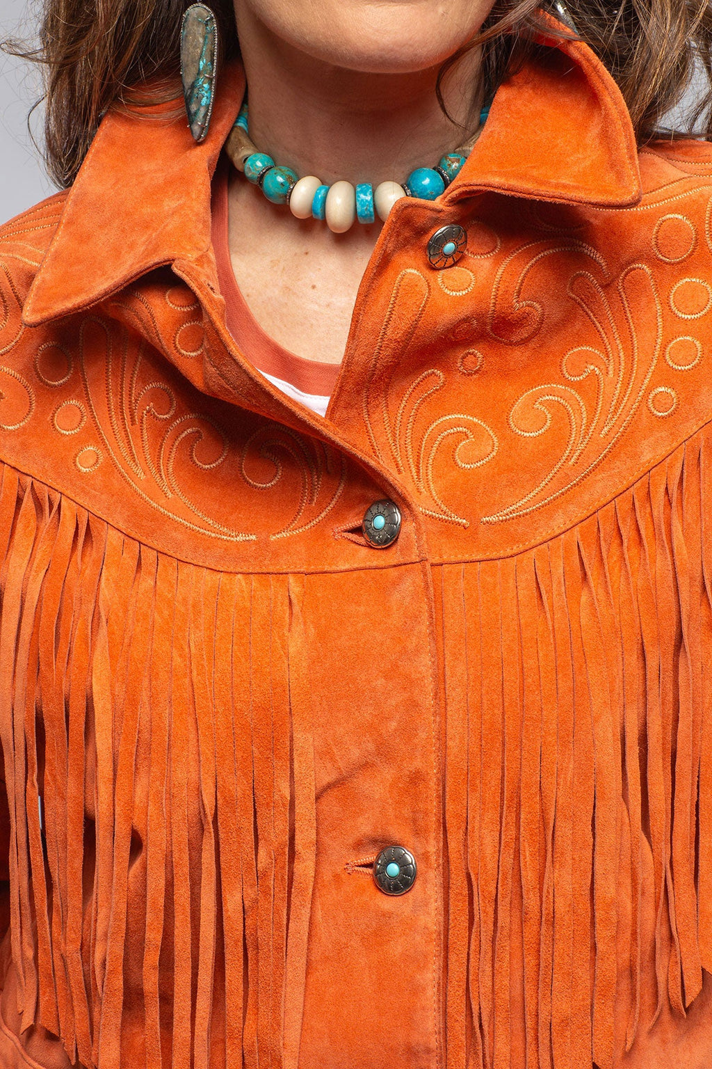 Ruby Embroidered Fringe Jacket In Poppy