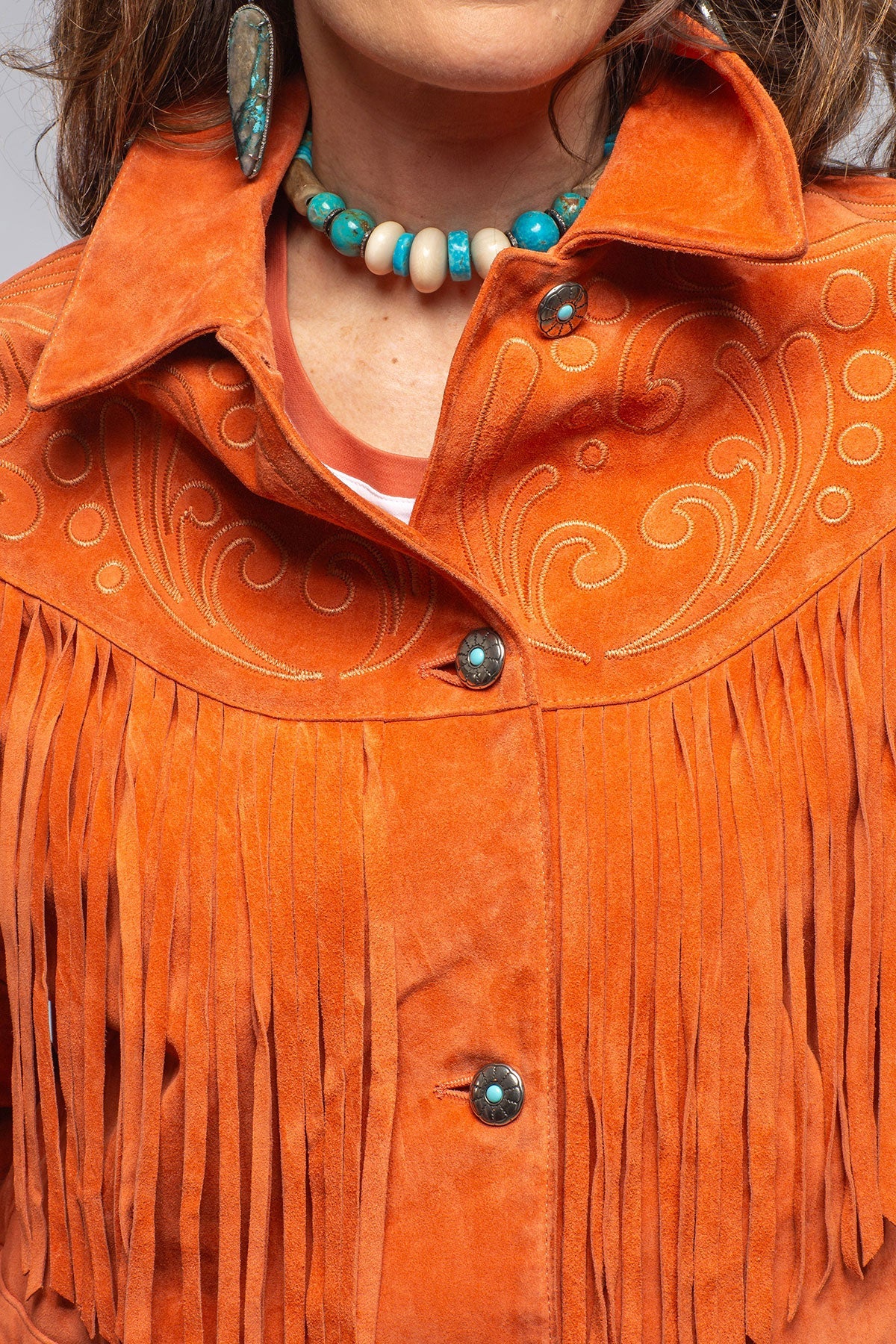 Ruby Embroidered Fringe Jacket In Poppy