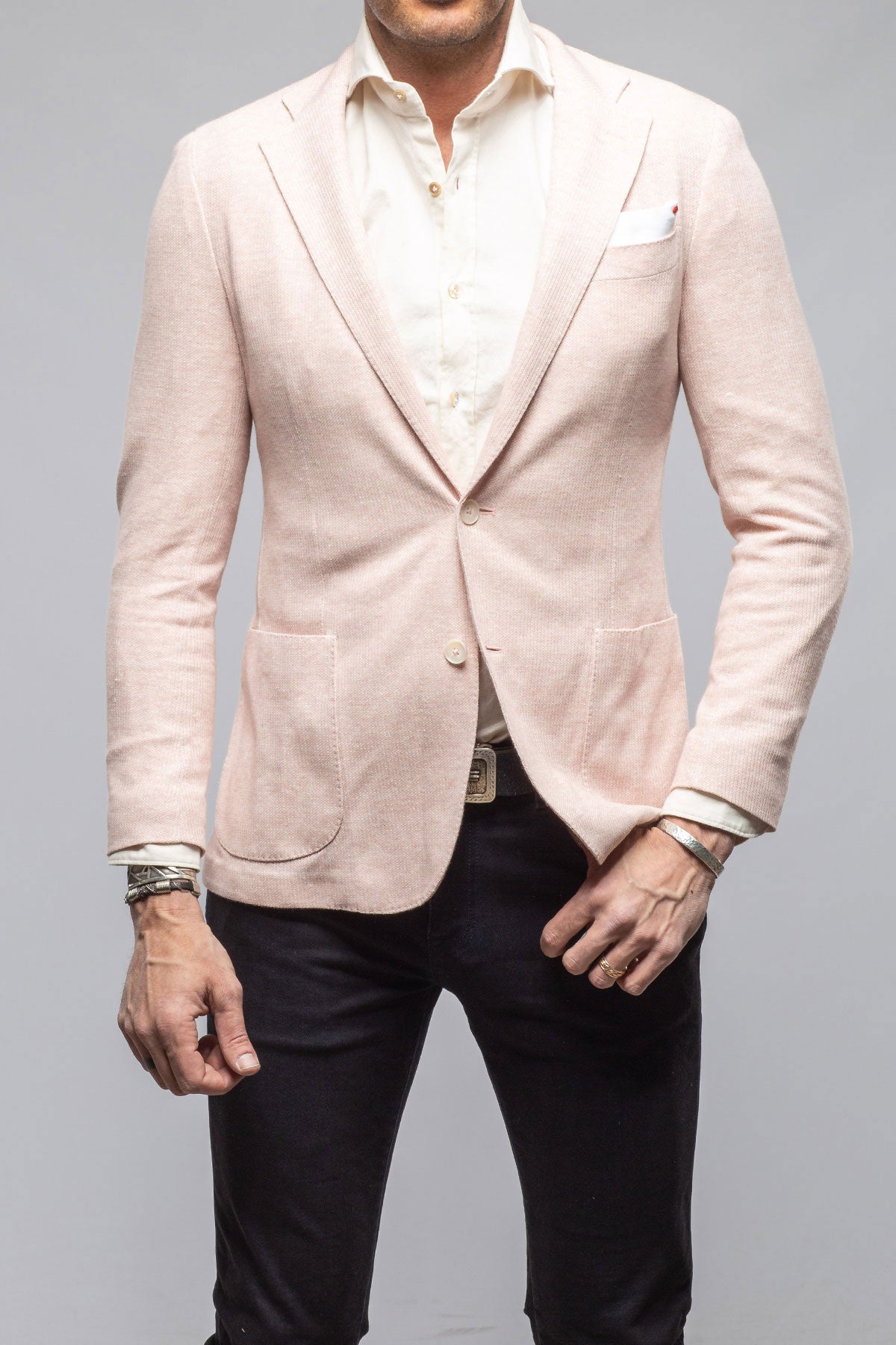 Giorgio Unconstructed Blazer In Salmon Melange