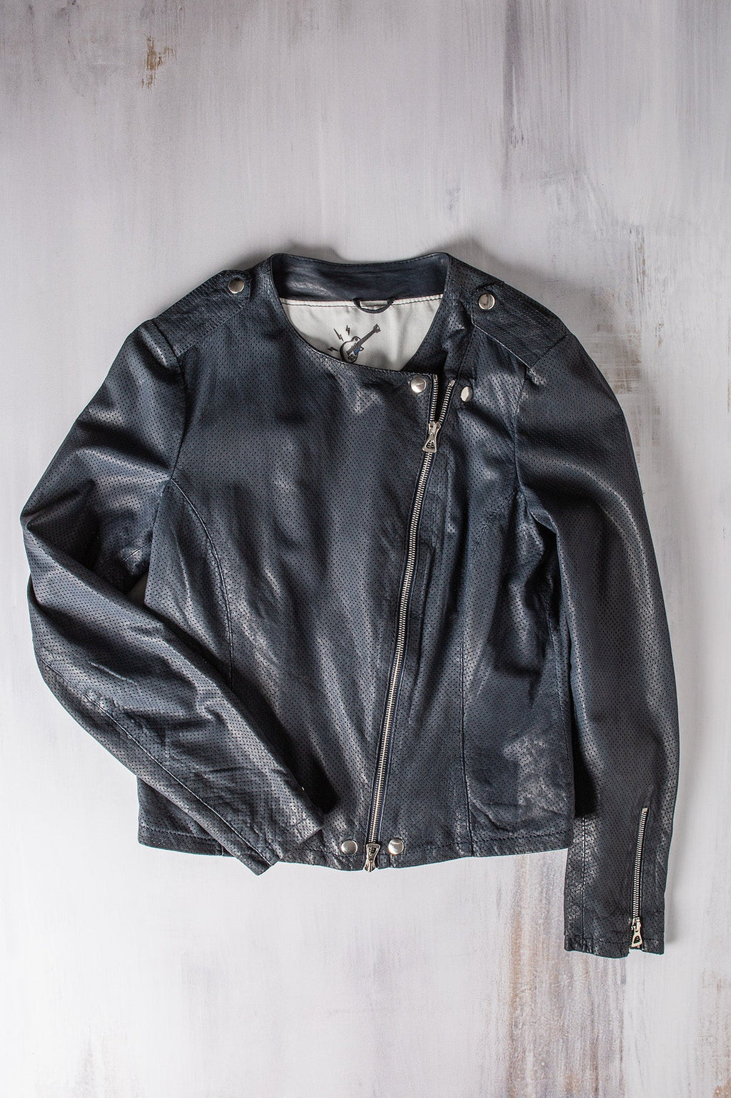 Chrissie Perforated Leather Side Zip