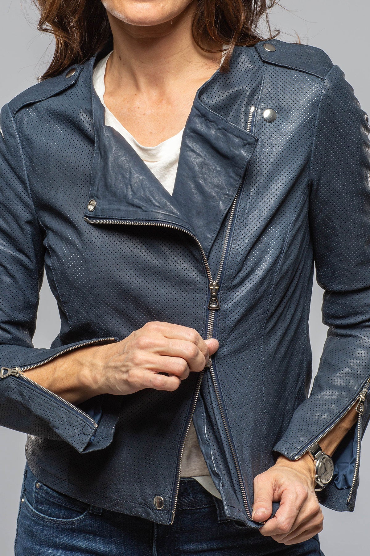 Chrissie Perforated Leather Side Zip