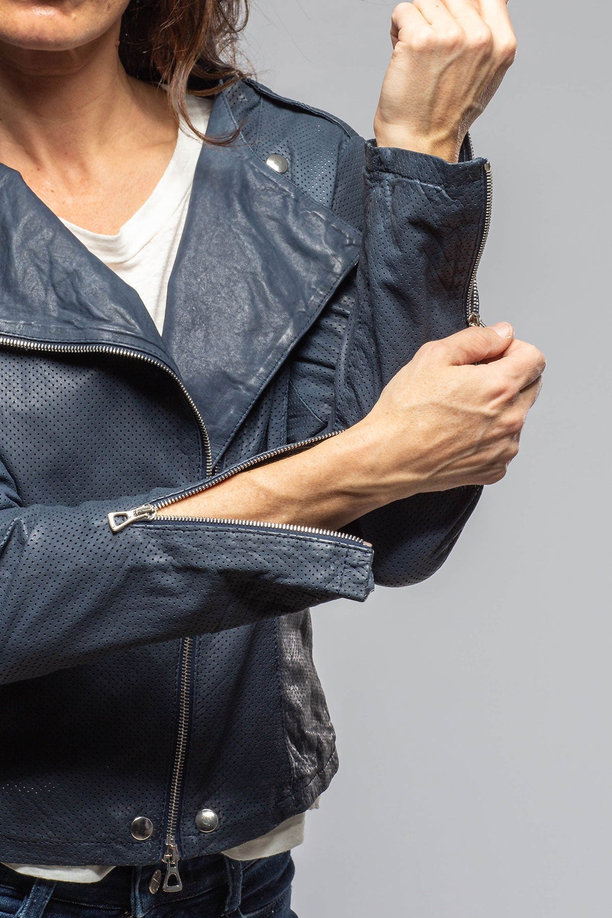 Chrissie Perforated Leather Side Zip