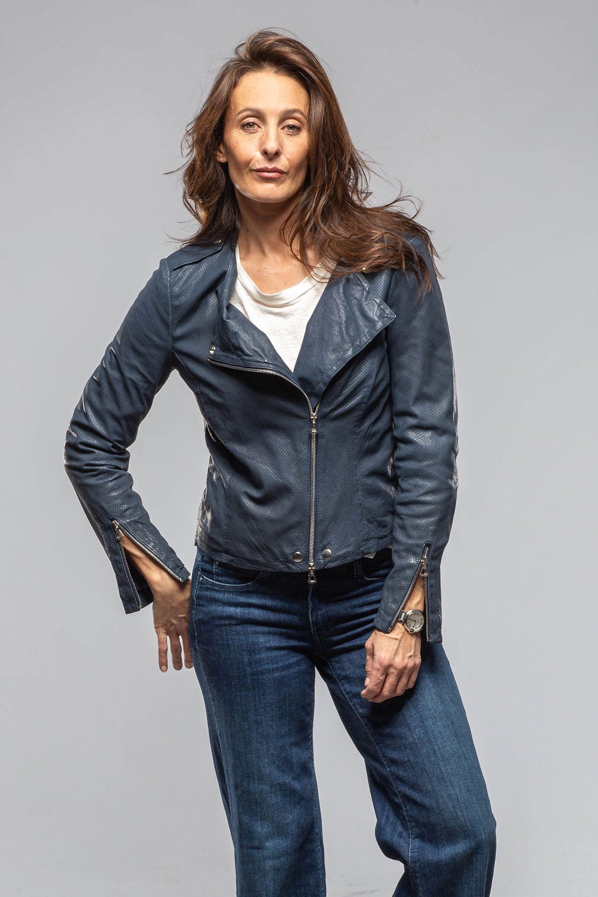 Chrissie Perforated Leather Side Zip