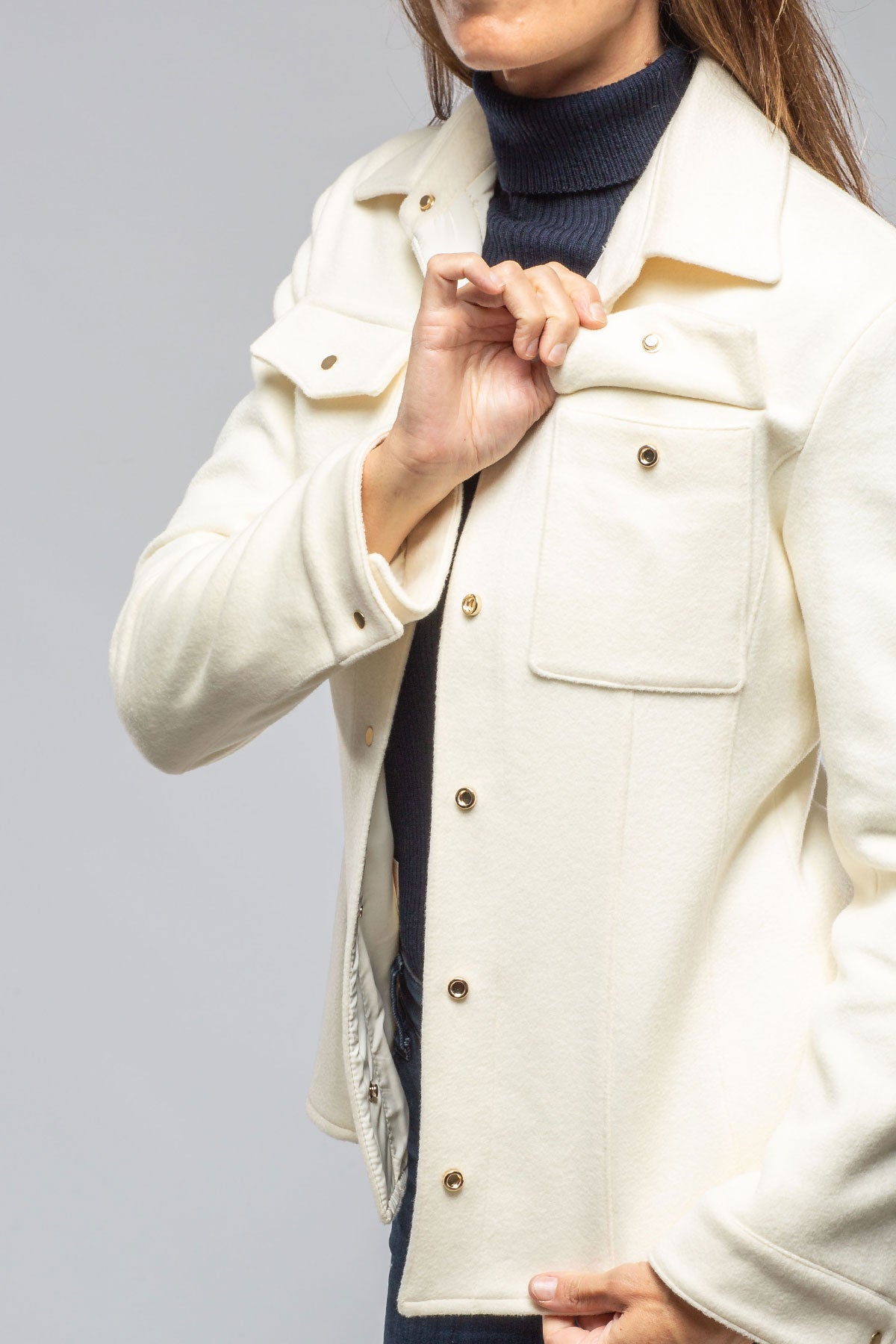 Eloise Virgin Wool Shirt Jacket In White
