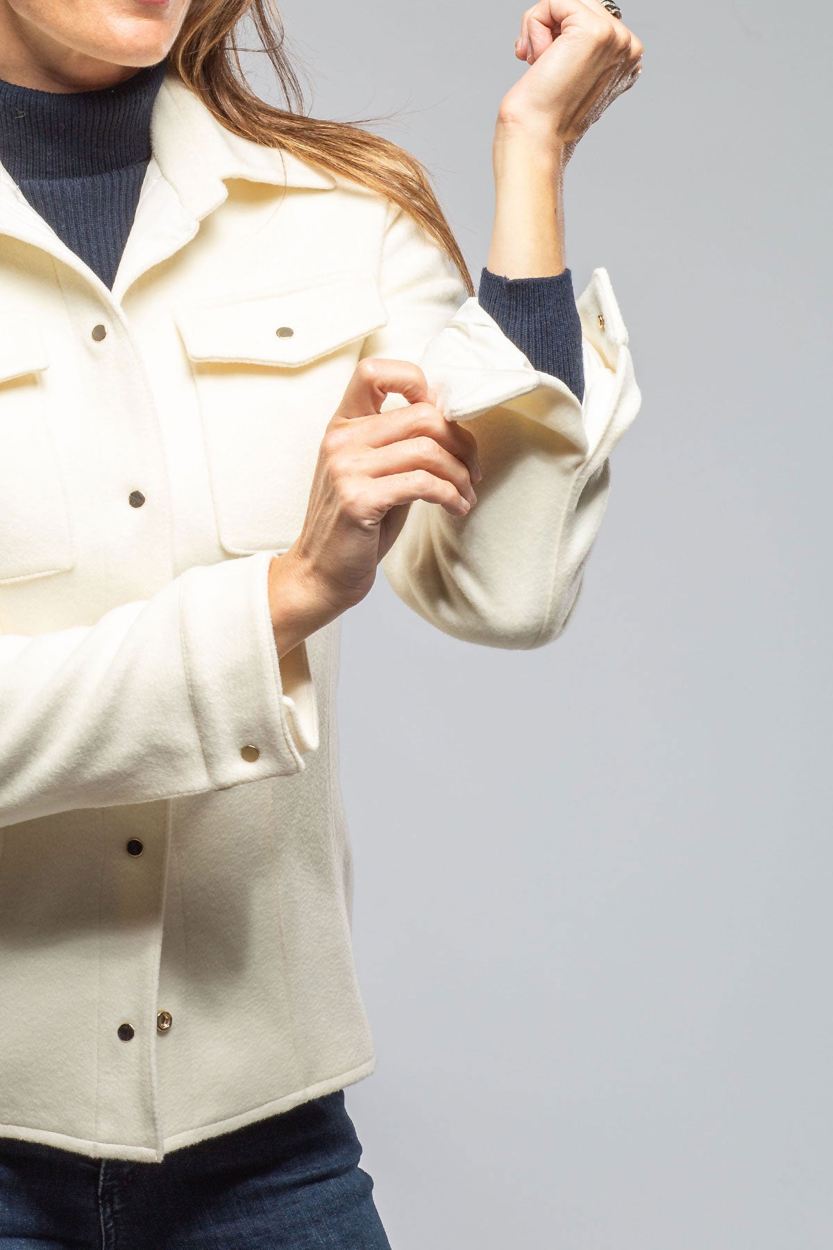 Eloise Virgin Wool Shirt Jacket In White