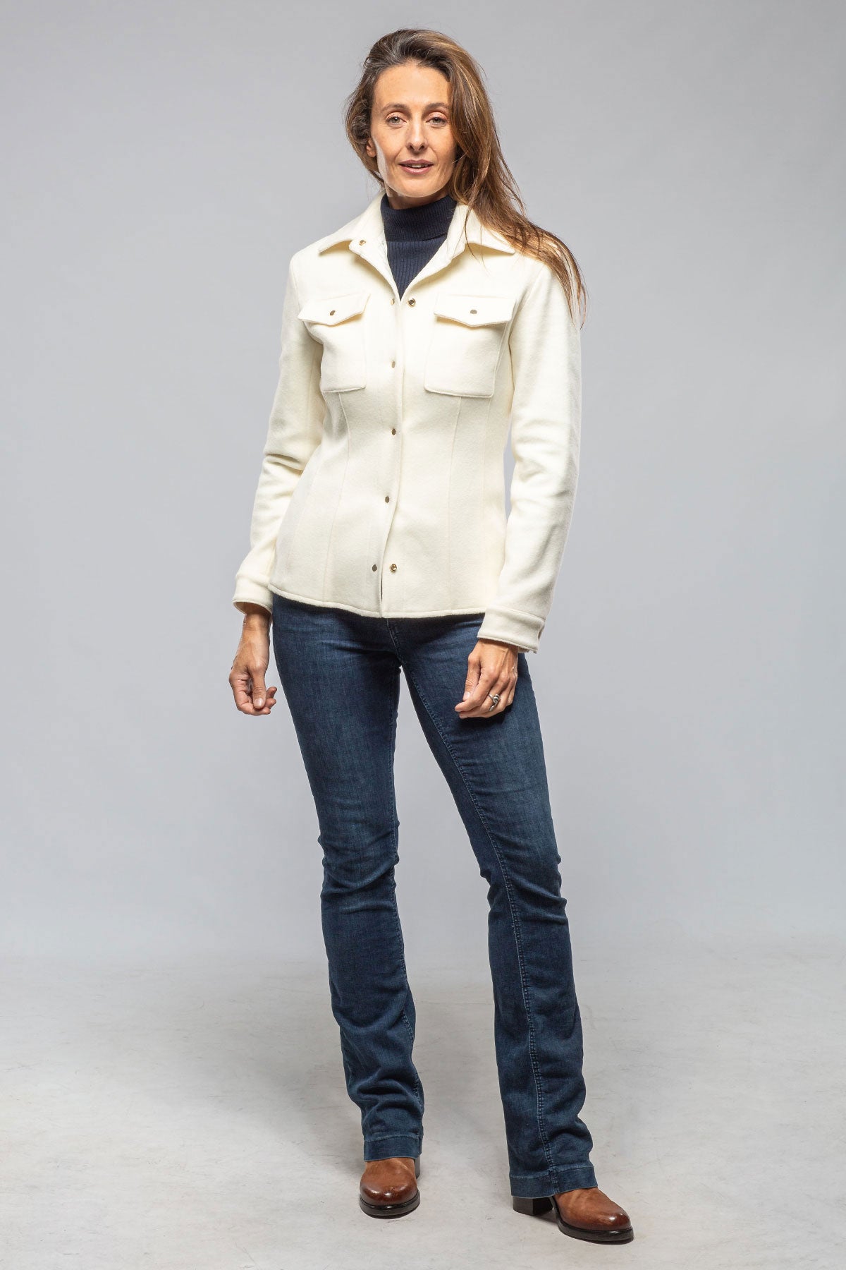 Eloise Virgin Wool Shirt Jacket In White