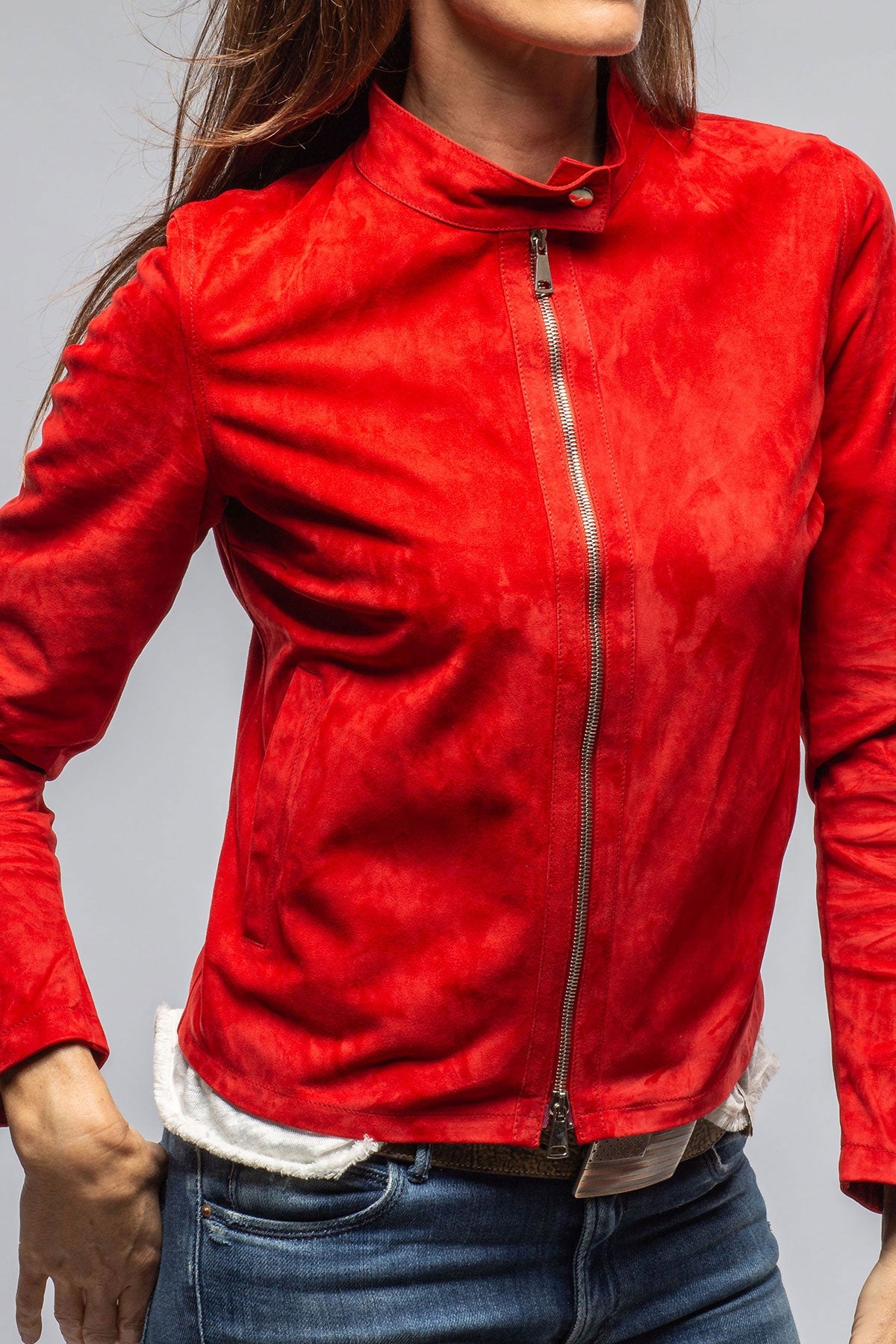 Helen Suede Short Jacket In Rossa