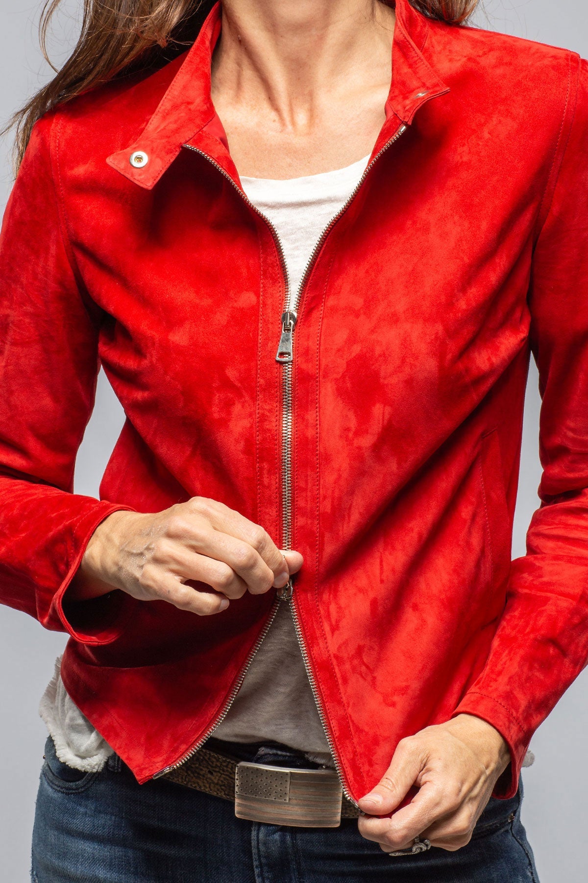 Helen Suede Short Jacket In Rossa