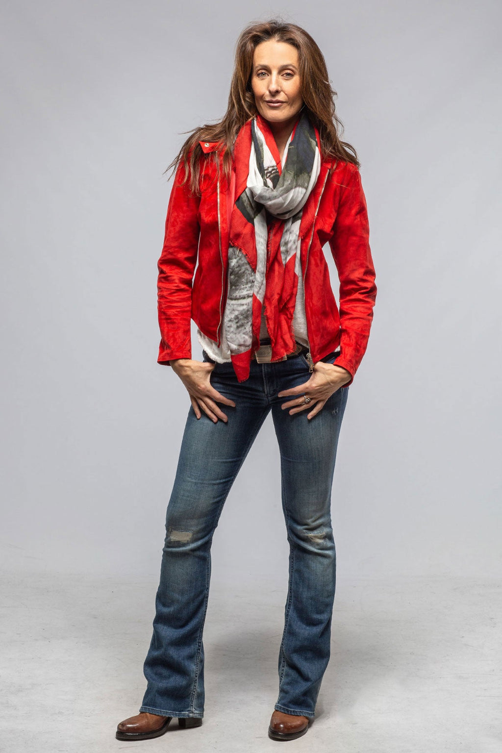 Helen Suede Short Jacket In Rossa