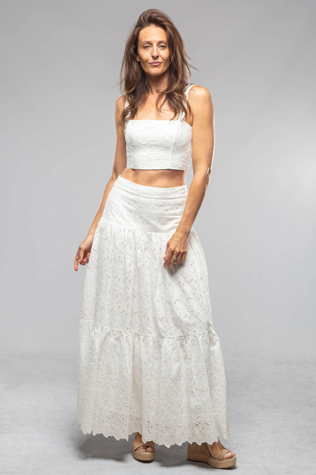 Ariette Sleeveless Top In Cotton Eyelit
