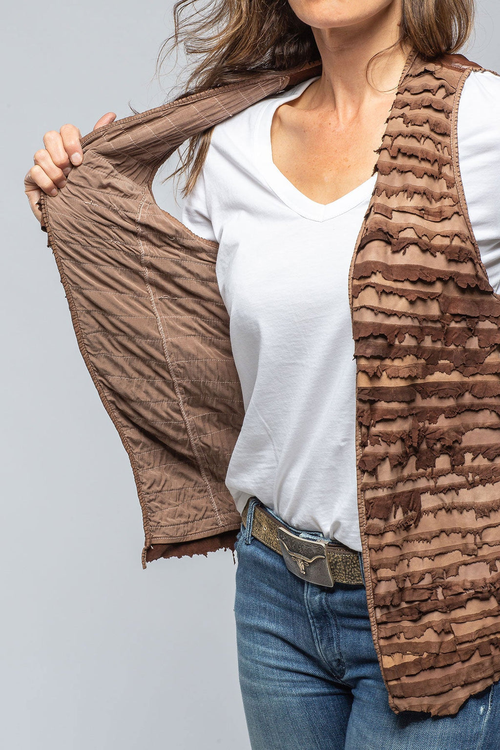 Ariza Short Leather Stripe Vest