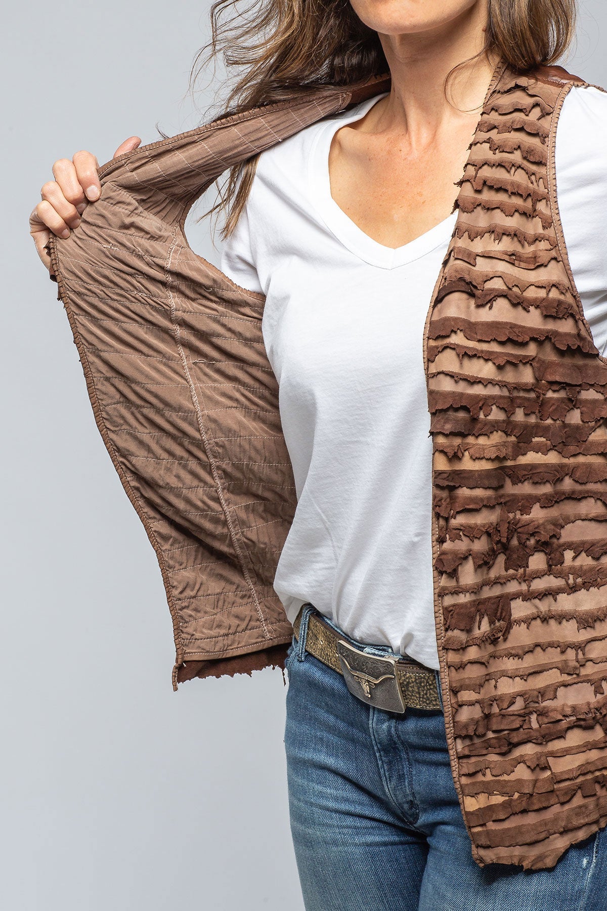 Ariza Short Leather Stripe Vest