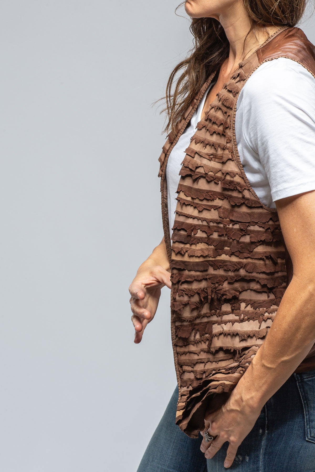 Ariza Short Leather Stripe Vest