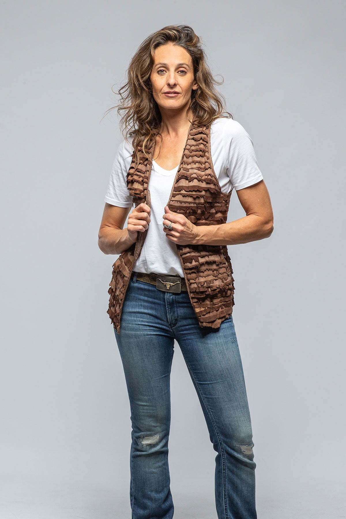 Ariza Short Leather Stripe Vest