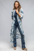 Carol Crepe Cotton Long Shirt In Blue Tie Dye
