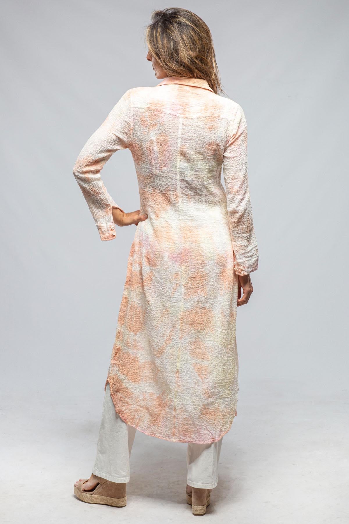 Carol Crepe Cotton Long Shirt In Pink Tie Dye