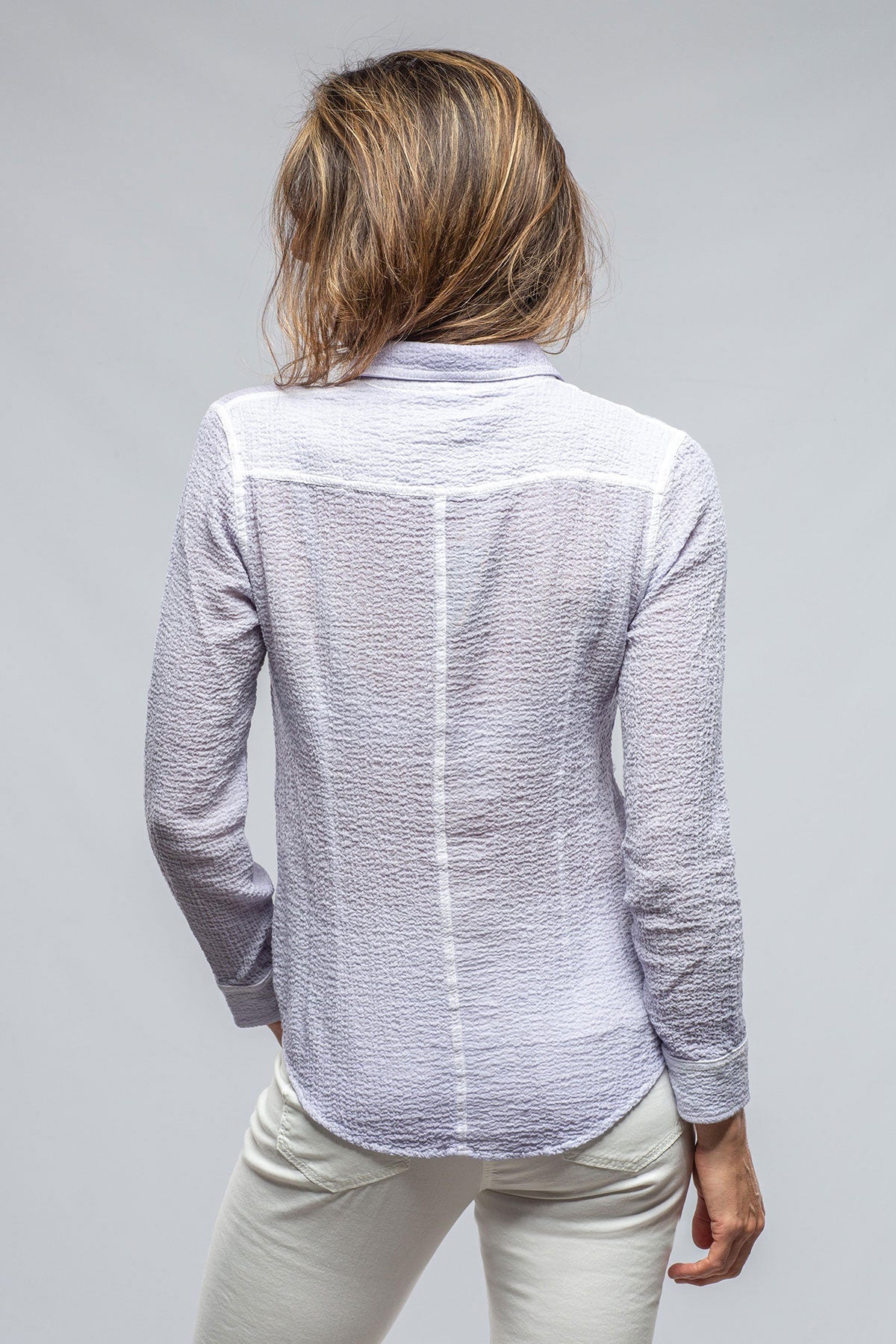 Jules Crepe Cotton Button Down In Lavender