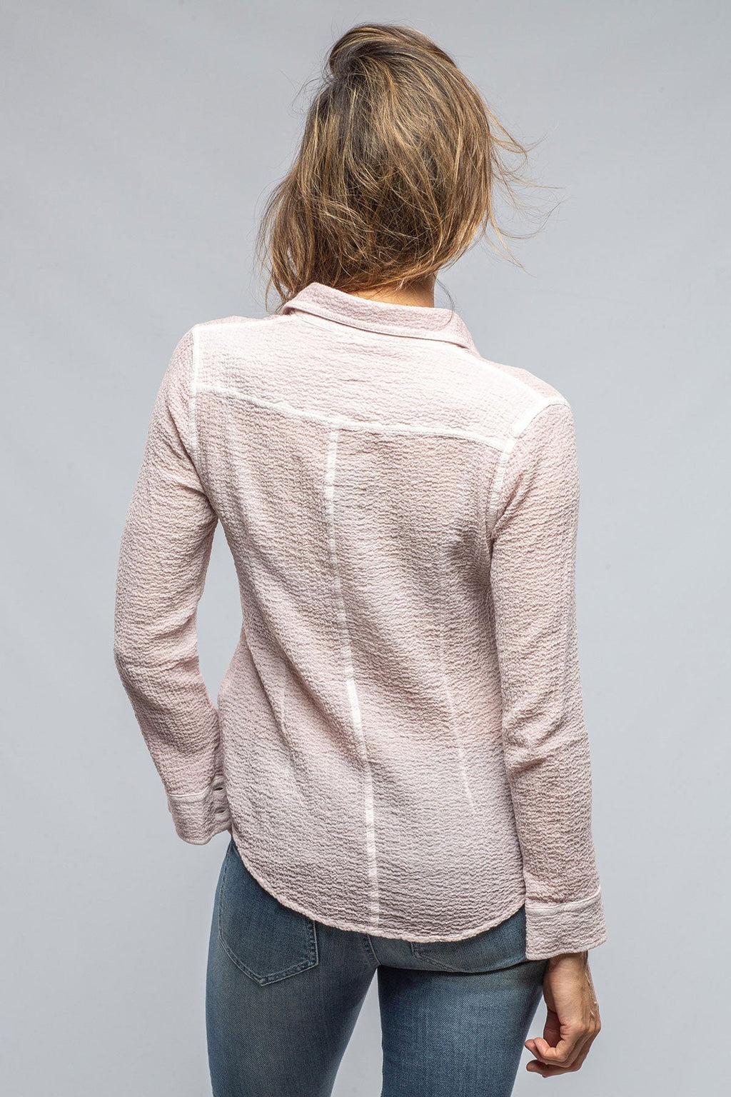 Jules Crepe Cotton Button Down In Rose